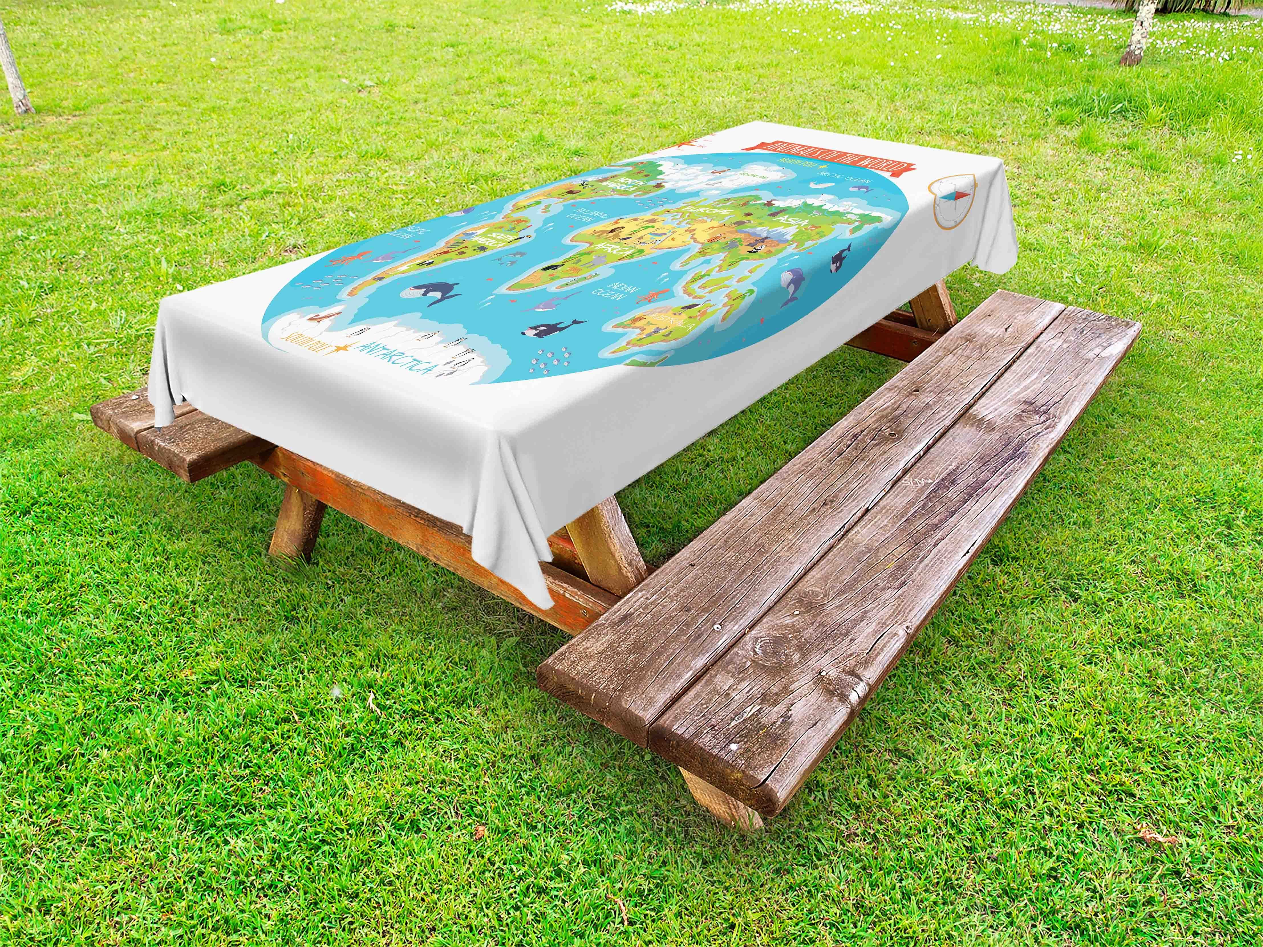 Abakuhaus Tischdecke dekorative waschbare Picknick-Tischdecke, Lehrreich Tiere der Welt | Tischdecken