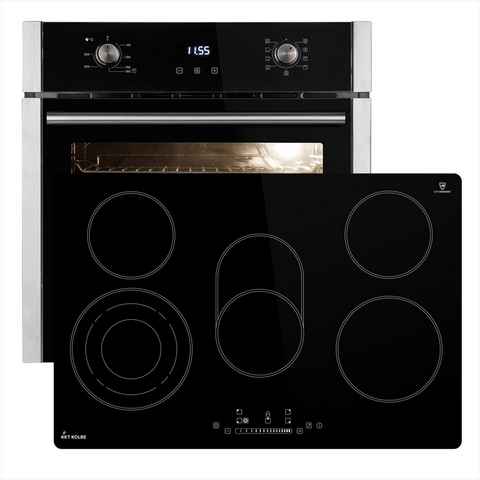 KKT KOLBE Backofen-Set KKT KOLBE Backofen und Kochfeld SET8010_77RL, mit 2-fach Teleskopauszug, 60cm Einbau-Backofen EB8010ED + 77cm Glaskeramik-Kochfeld KF7705RL