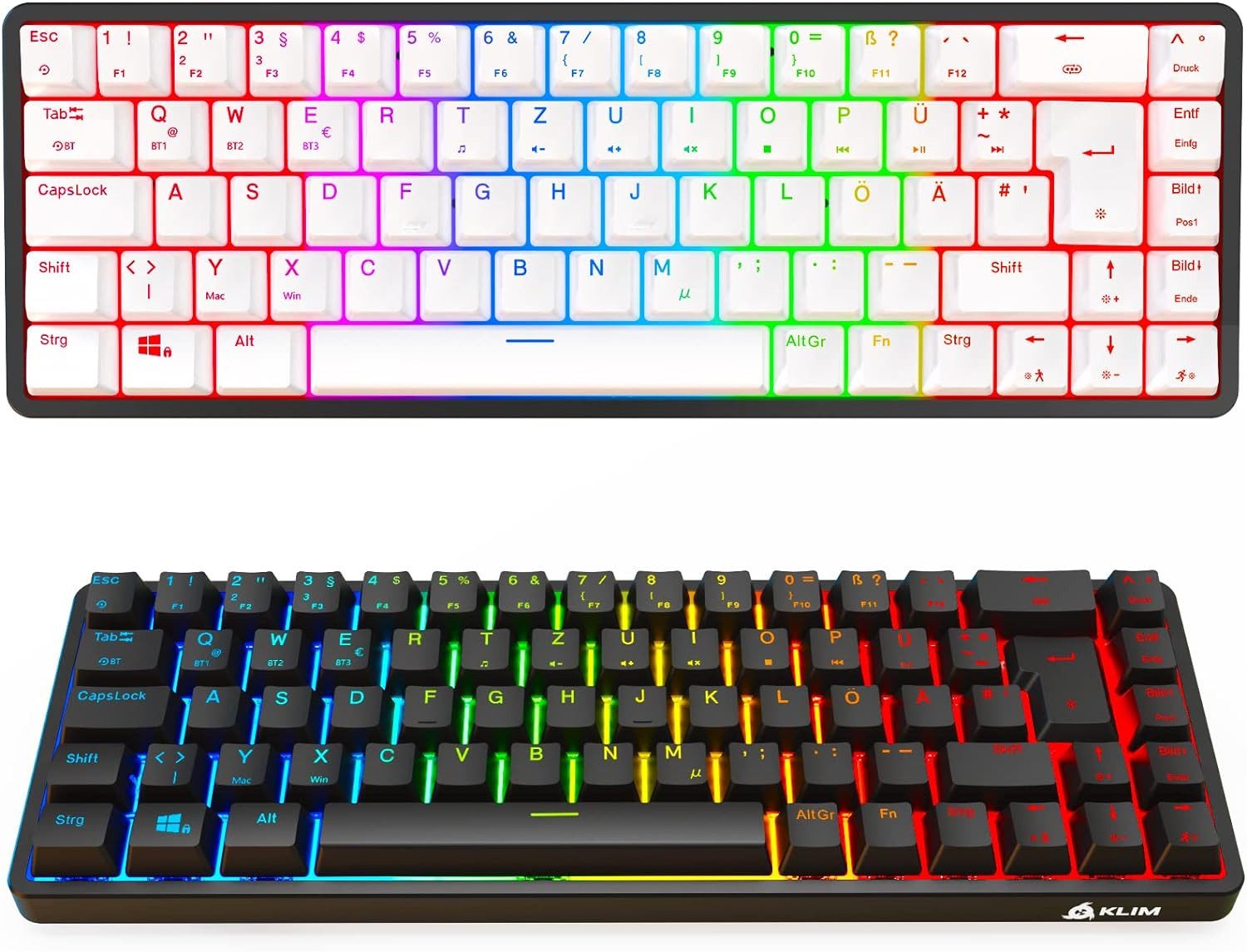 KLIM Switch Gaming-Tastatur (60% Mechanische Tastatur, kabellos, Bluetooth)