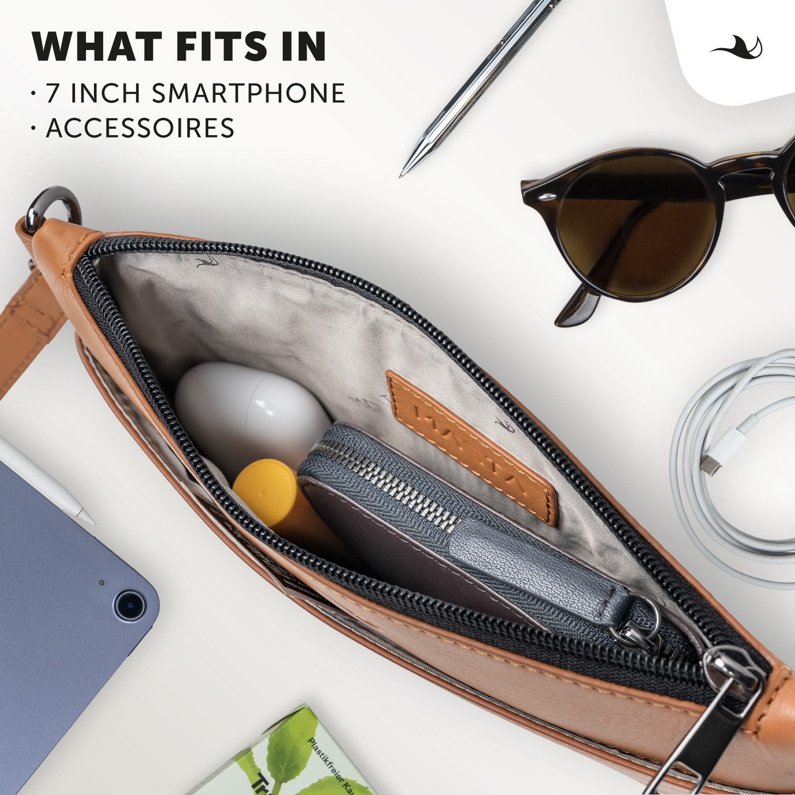 MANTA Clutch Damen-Handtasche aus Echtleder, lässige Crossbody-Bag, Abendtasche, Echtes Leder