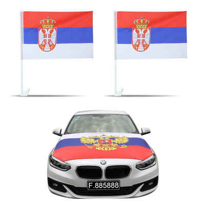 Sonia Originelli Fahne Auto-Fan-Paket Serbien Serbia Außenspiegel Motorhaubenüberzieher, Magnete: 3D-Effekt