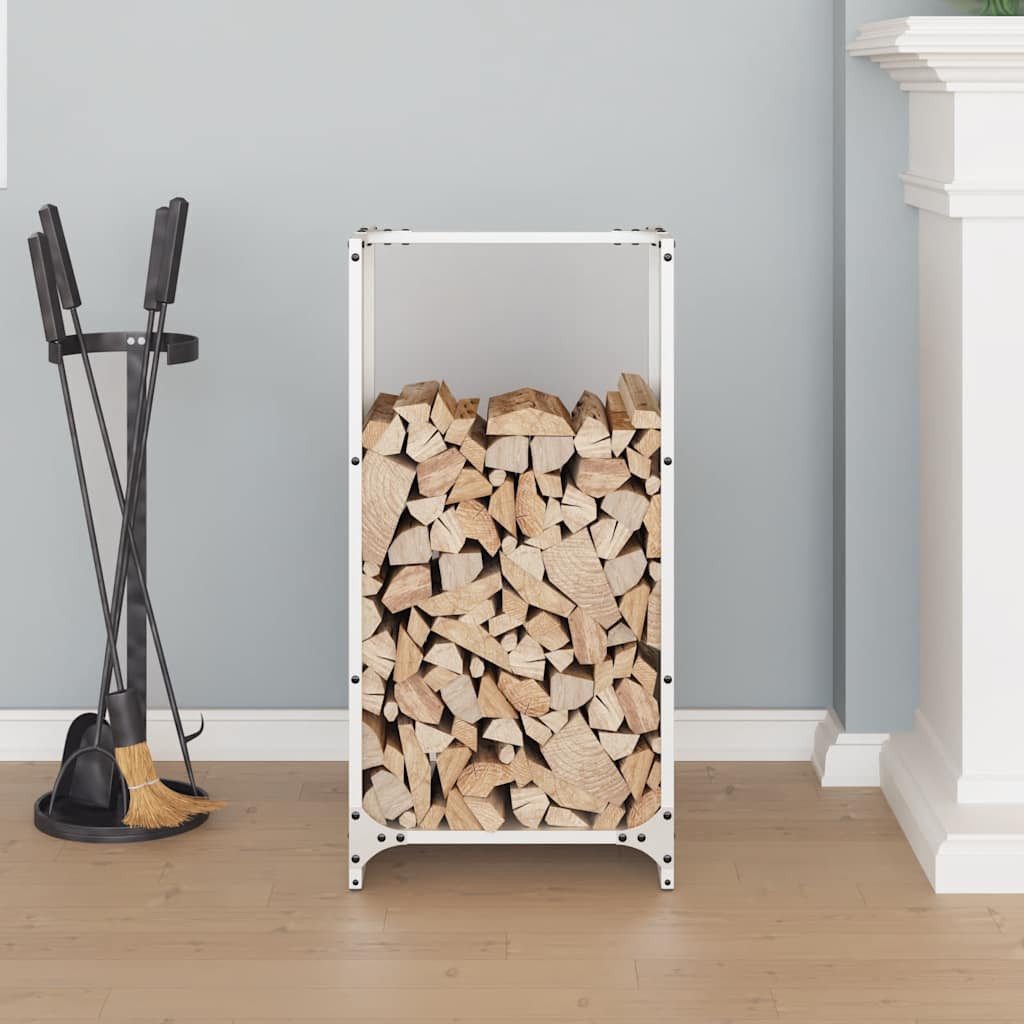 vidaXL Kaminholzregal Brennholzregal Weiß 40x30x80 cm Kaltgewalzter Stahl