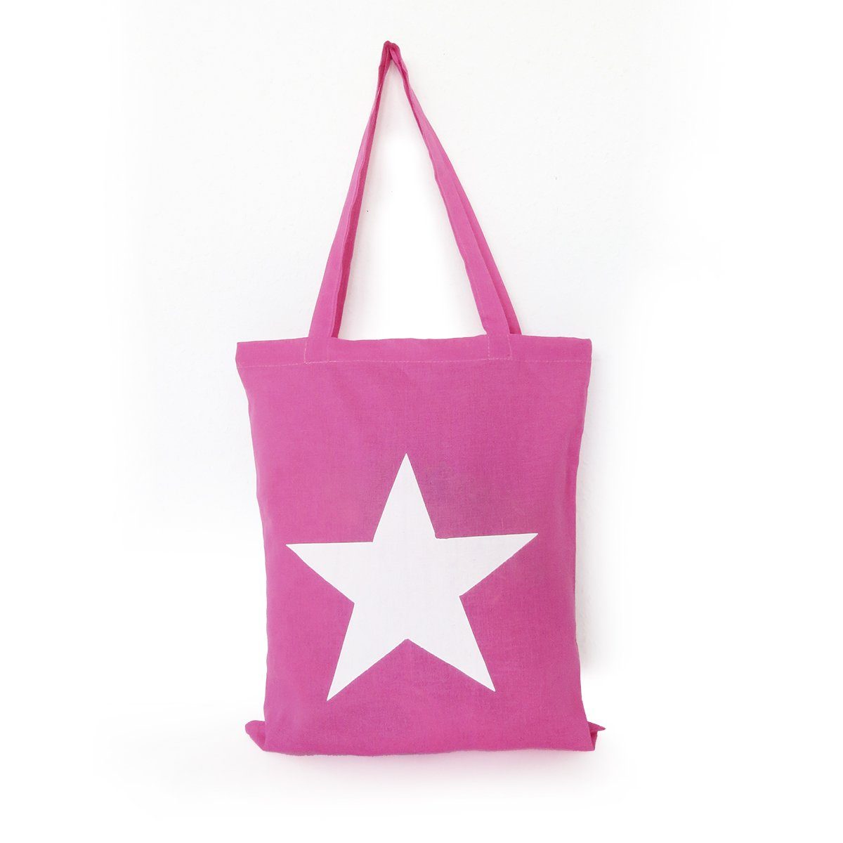 lange Einkaufsbeutel Originelli Tasche Umhängetasche Sonia Henkel Stoffbeutel Stern pink