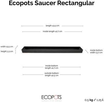 ECOPOTS Topfuntersetzer Rechteckig 45 Dunkelgrau, Zubehör für Ecopots Pflanzgefäße, für innen und außen: frostsicher, bruchsicher und lichtbeständig