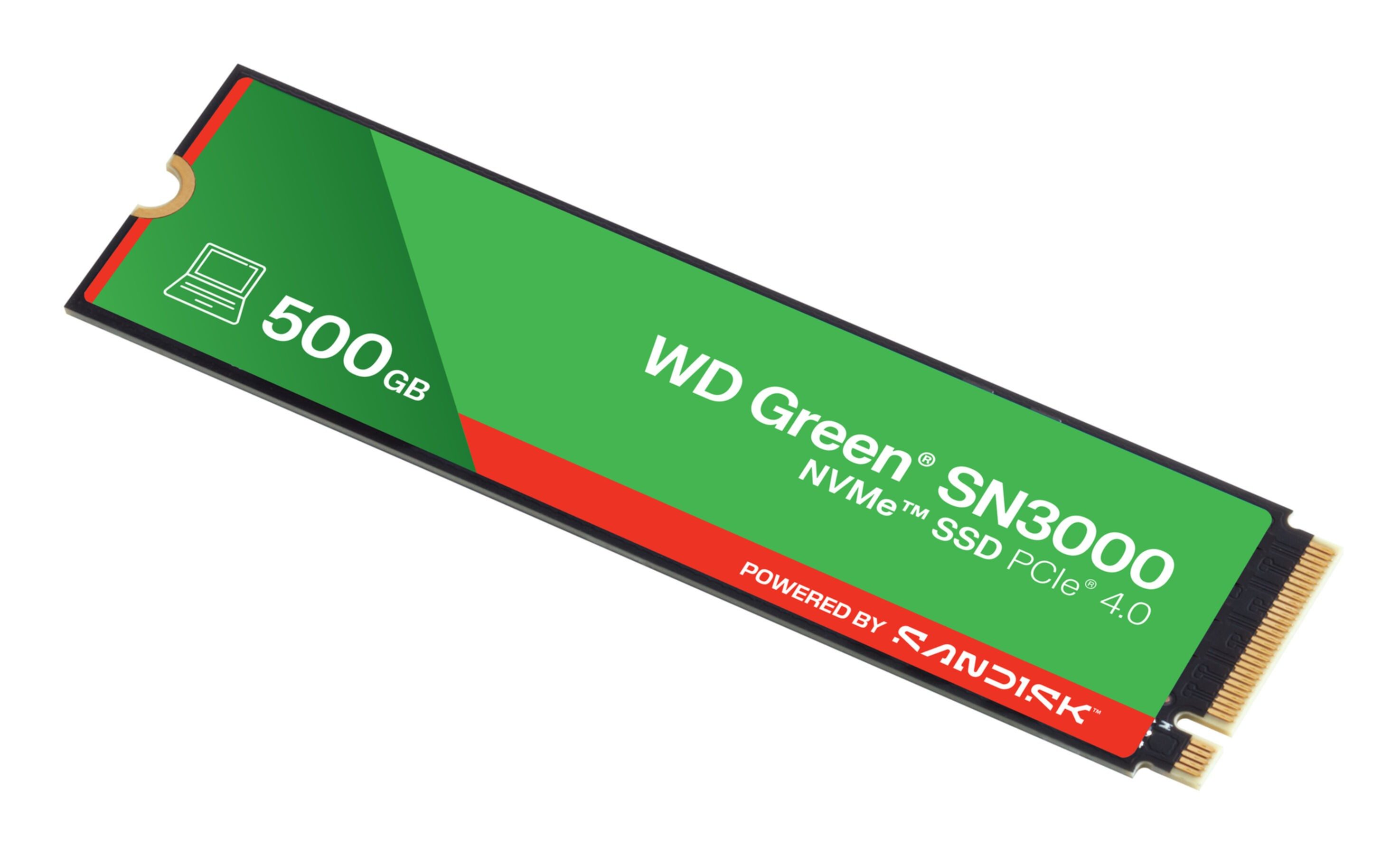 WD Green SN3000 SSD 500GB M.2 2280 PCIe Gen4 NVMe Internes Solid-State-Module