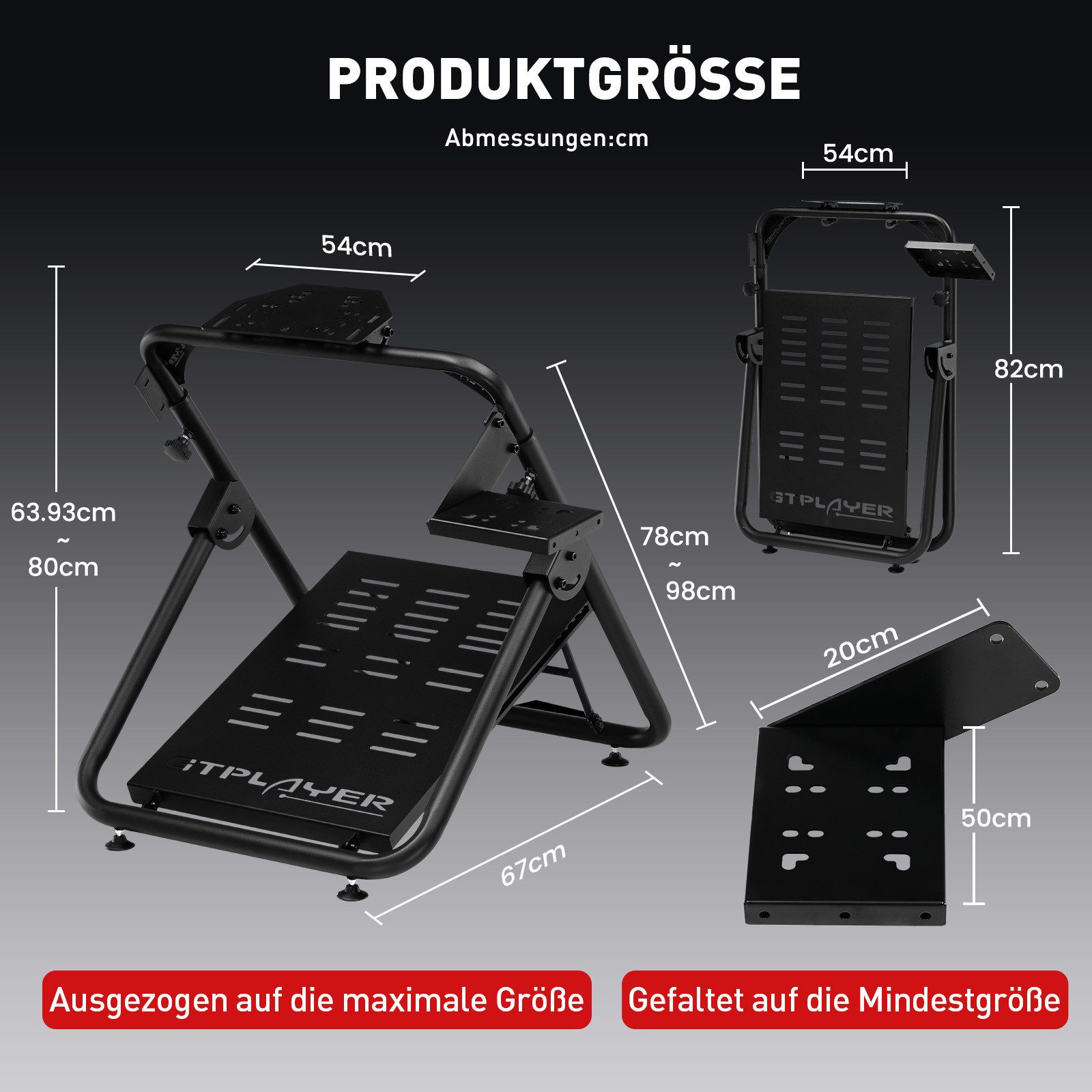GTPLAYER Sim Racing Lenkradständer Gaming Wheel Stand mit Schalthebelhalterung Controller (Lenkradständer, Höhe und Winkel verstellbar Umfassende Kompatibilität)