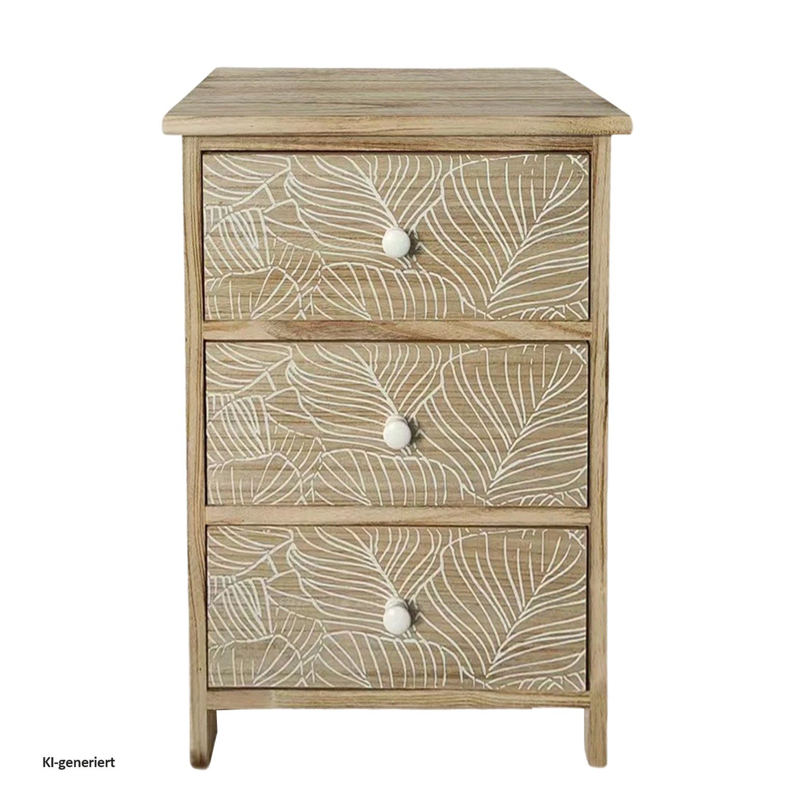 HTI-Living Kommode Kommode Melia 3 Schubladen Blätter-Design Artisaneiche-Weiß (Stück, 1 St., 1 Kommode)