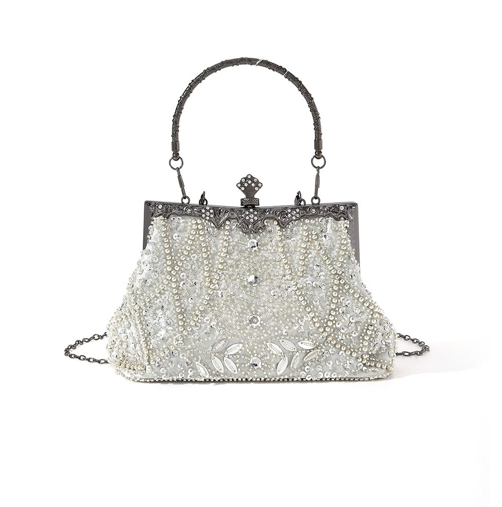 Abendtasche Glitzer-Abendtasche, Elegante Clutch Damen mit Kette,Vintage-Tasche