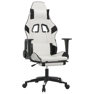 vidaXL Bürostuhl Gaming-Stuhl mit Fußstütze Weiß und Schwarz Kunstleder Bürostuhl Home