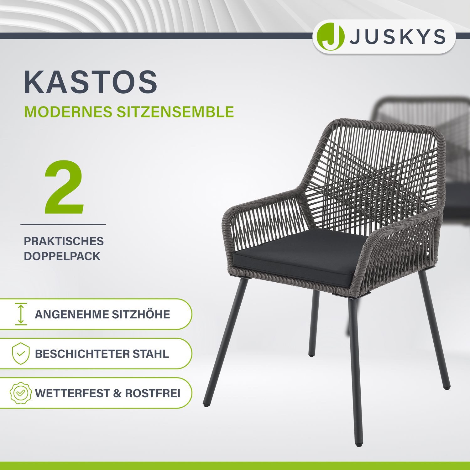 Juskys Gartenstuhl Kastos (2 St), Gartenmöbel günstig online kaufen
