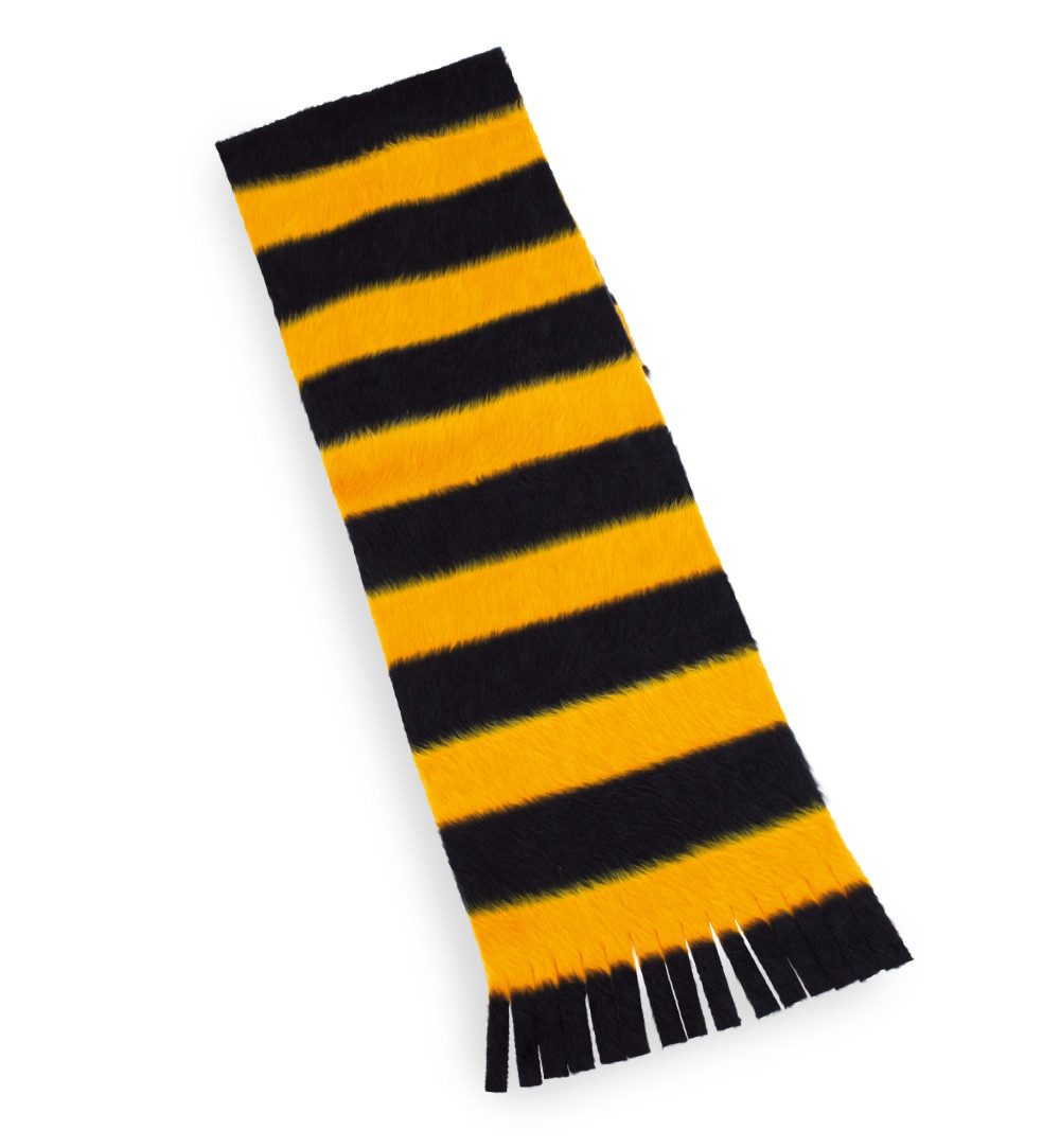 Fries Wollschal Plüschschal Biene Hummel 160 x 20 cm Karneval Fasching Halloween, mit modischen Fransen