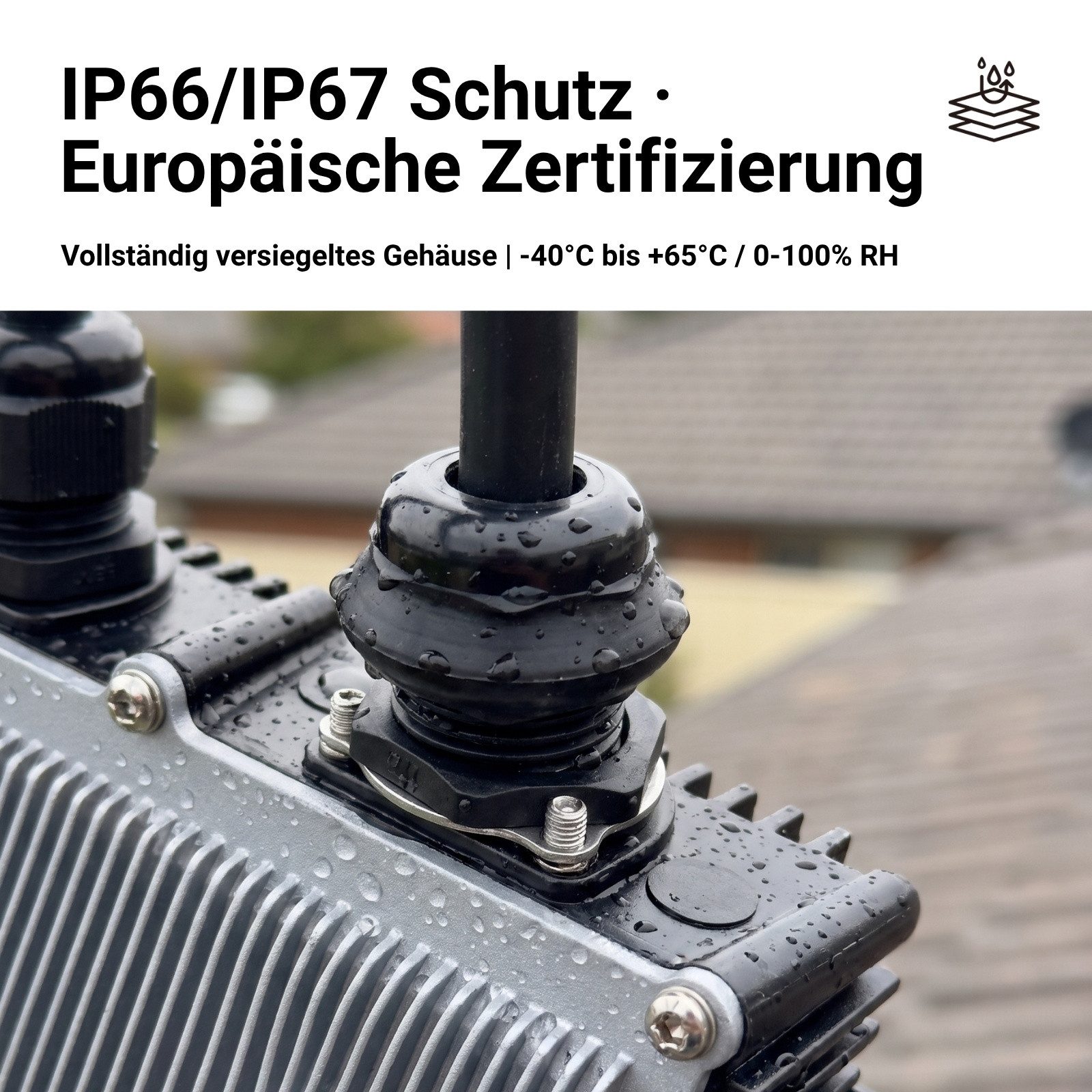 NEP Balkonkraftwerk Wechselrichter BDM-1000, 1000 W, 2x MPPT, 97.3% eff., IP67, Wi-Fi/PLC, Plug&Play