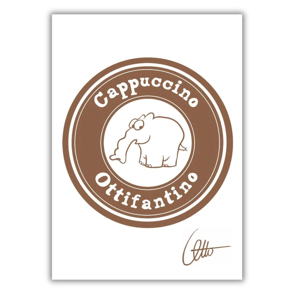 Ottifant Productions GmbH Geschirrtuch Neu: Halbleinen Geschirrhandtuch "Ottifantino Cappuccino"