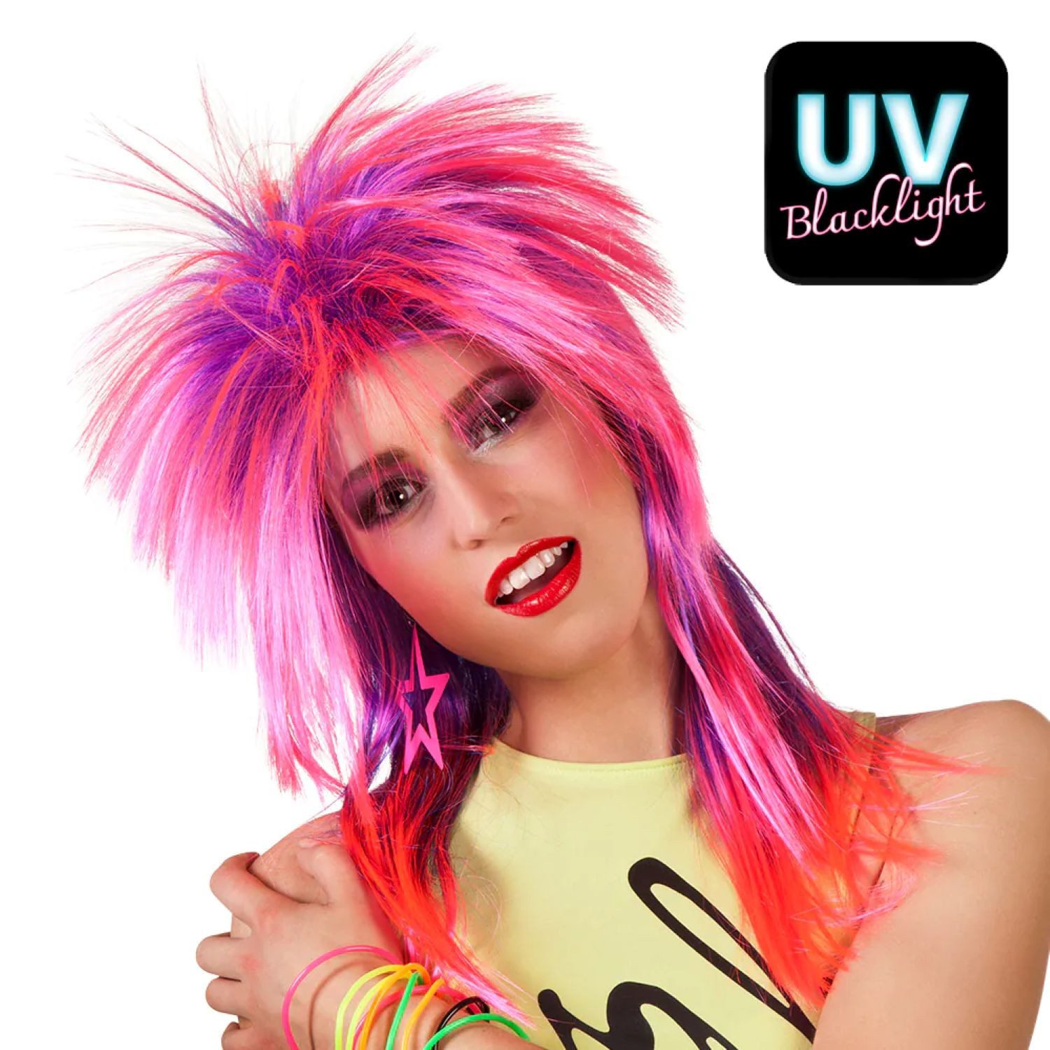 Boland Kostüm-Perücke Perücke 'Kimberley' für Damen, Pink Lila UV