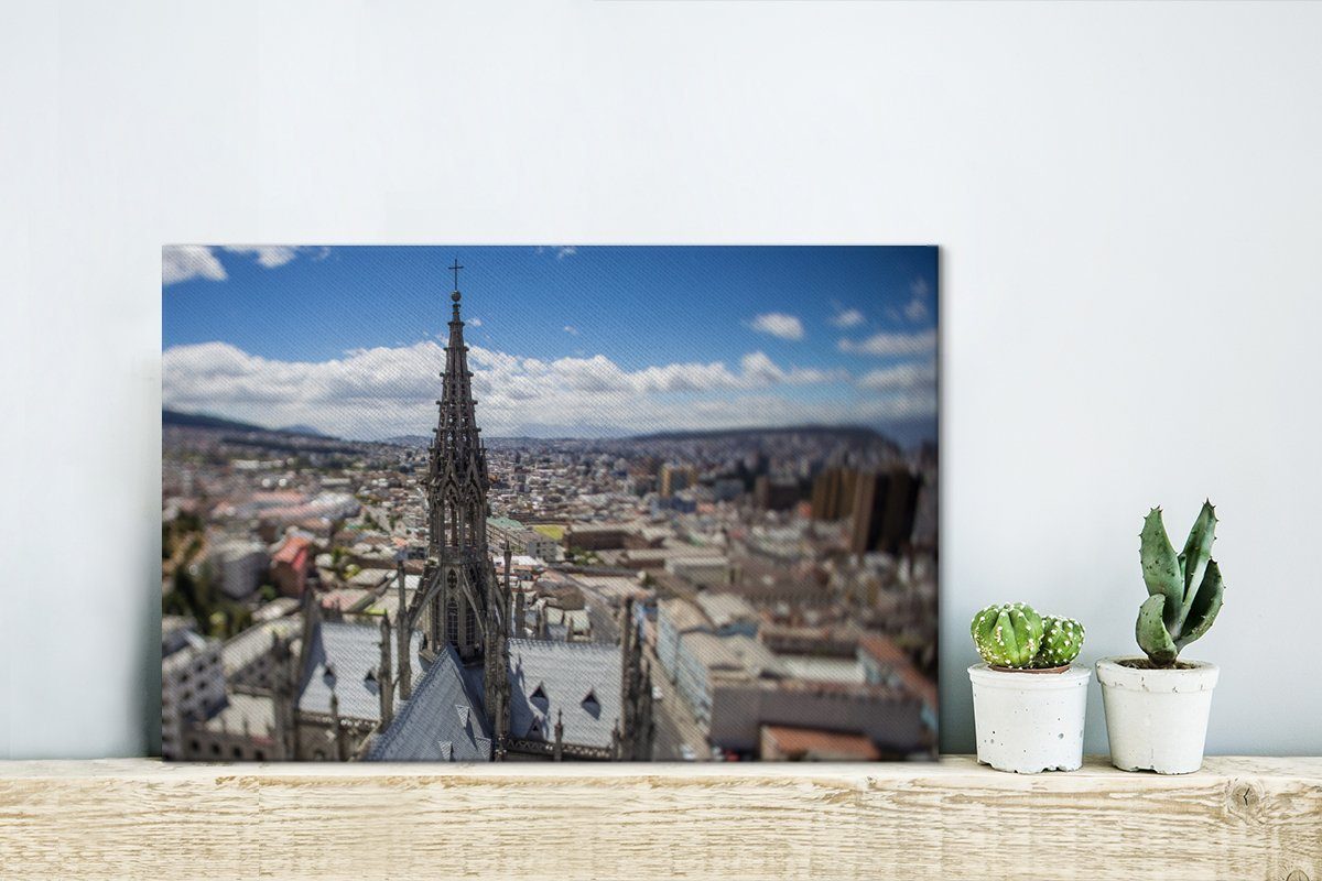 der 30x20 Wanddeko, Aufhängefertig, OneMillionCanvasses® in Ecuador, St), Turm Kathedrale Wandbild Leinwandbilder, cm Leinwandbild (1 Quito,