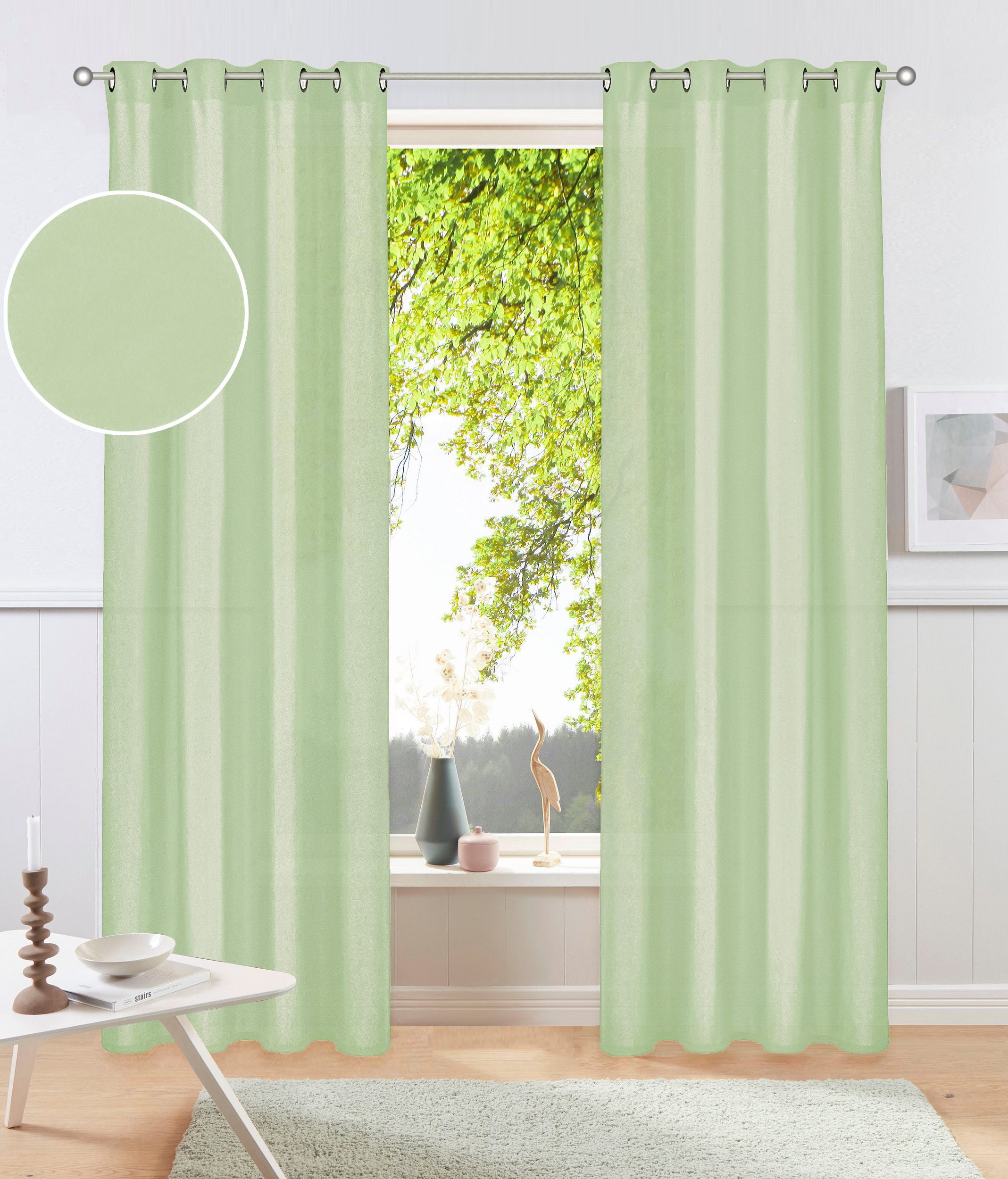 OTTO home Vorhang Raja mit Ösen, 2er Pack, blickdicht, Topseller! (2 St), Ösen, blickdicht, Polyester, einfarbig, Einfache Montage, Pflegeleicht, Ösen, 2 er Pack, uni
