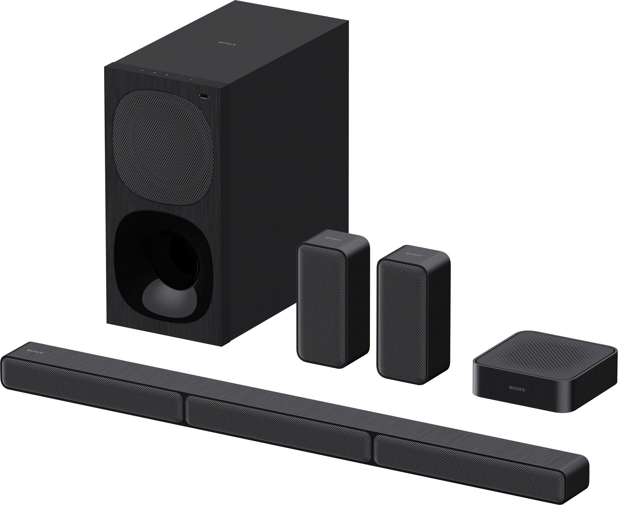 Sony HT-S40R Kanal- Soundbar 5.1 (Bluetooth, 600 W, inkl. kabelgebundenem Subwoofer, kabellosen Rear-Lautsprechern)