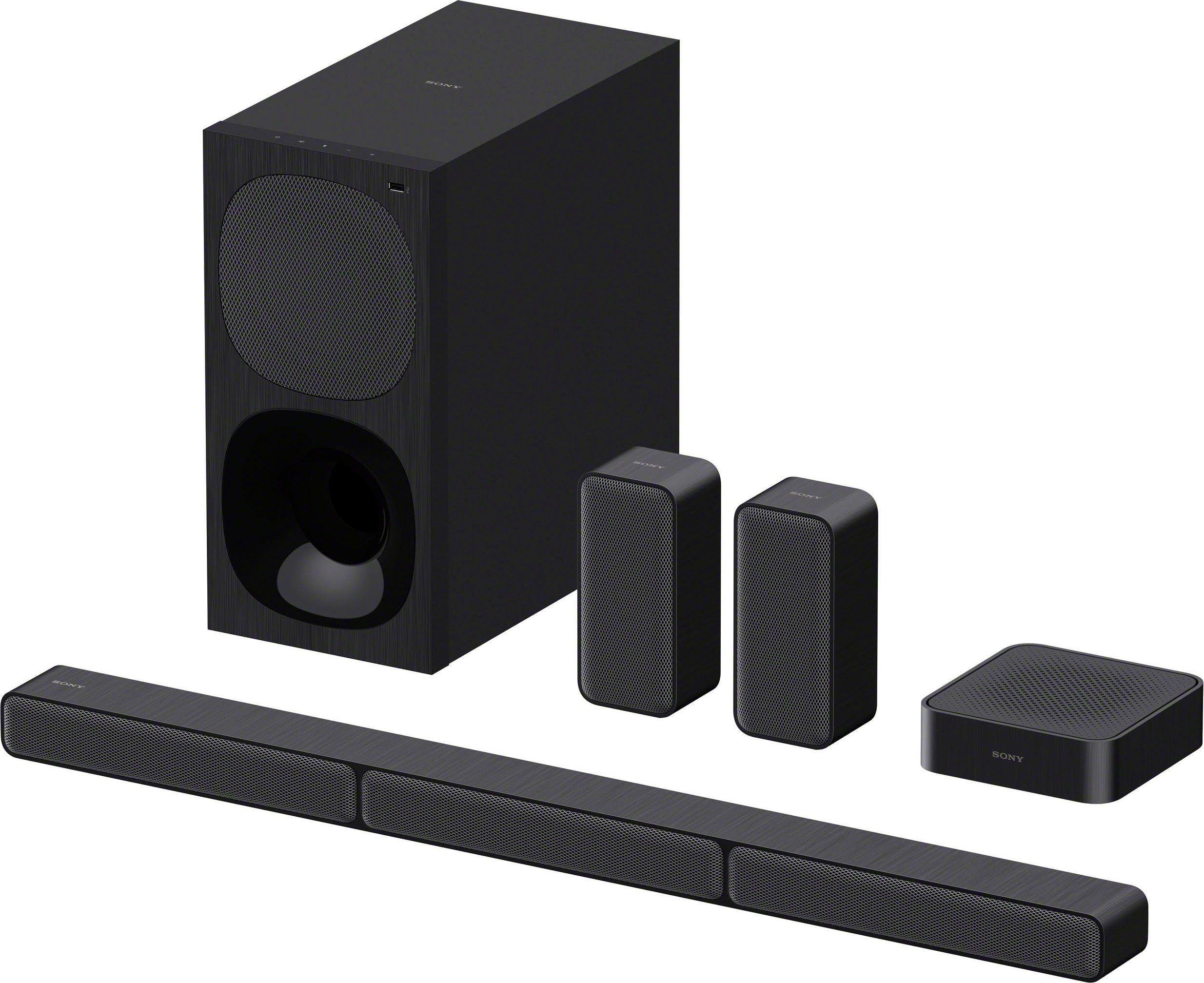 Sony HT-S40R Subwoofer, Rear-Lautsprechern) (Bluetooth, W, Soundbar inkl. 600 Kanal- 5.1 kabelgebundenem kabellosen