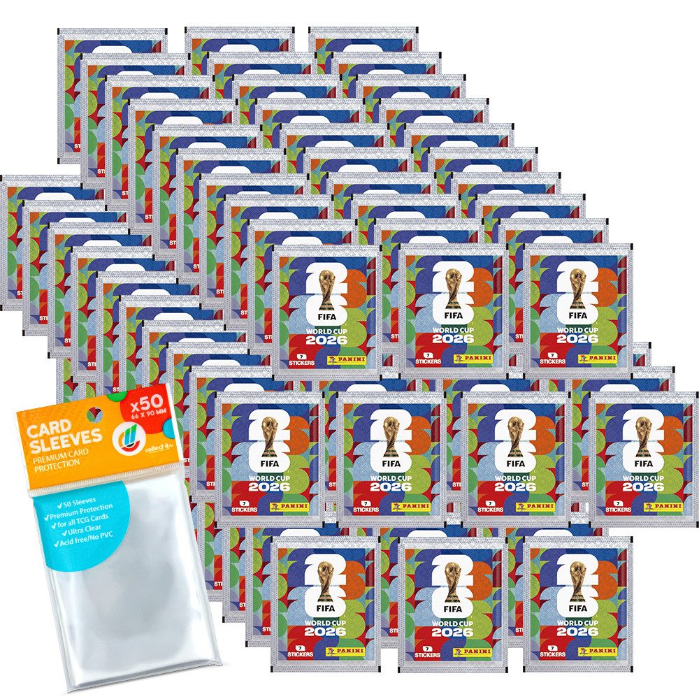 Panini Sammelkarte World Cup 2026 Sticker 100 Tüten + Exklusive Collect-it Hüllen