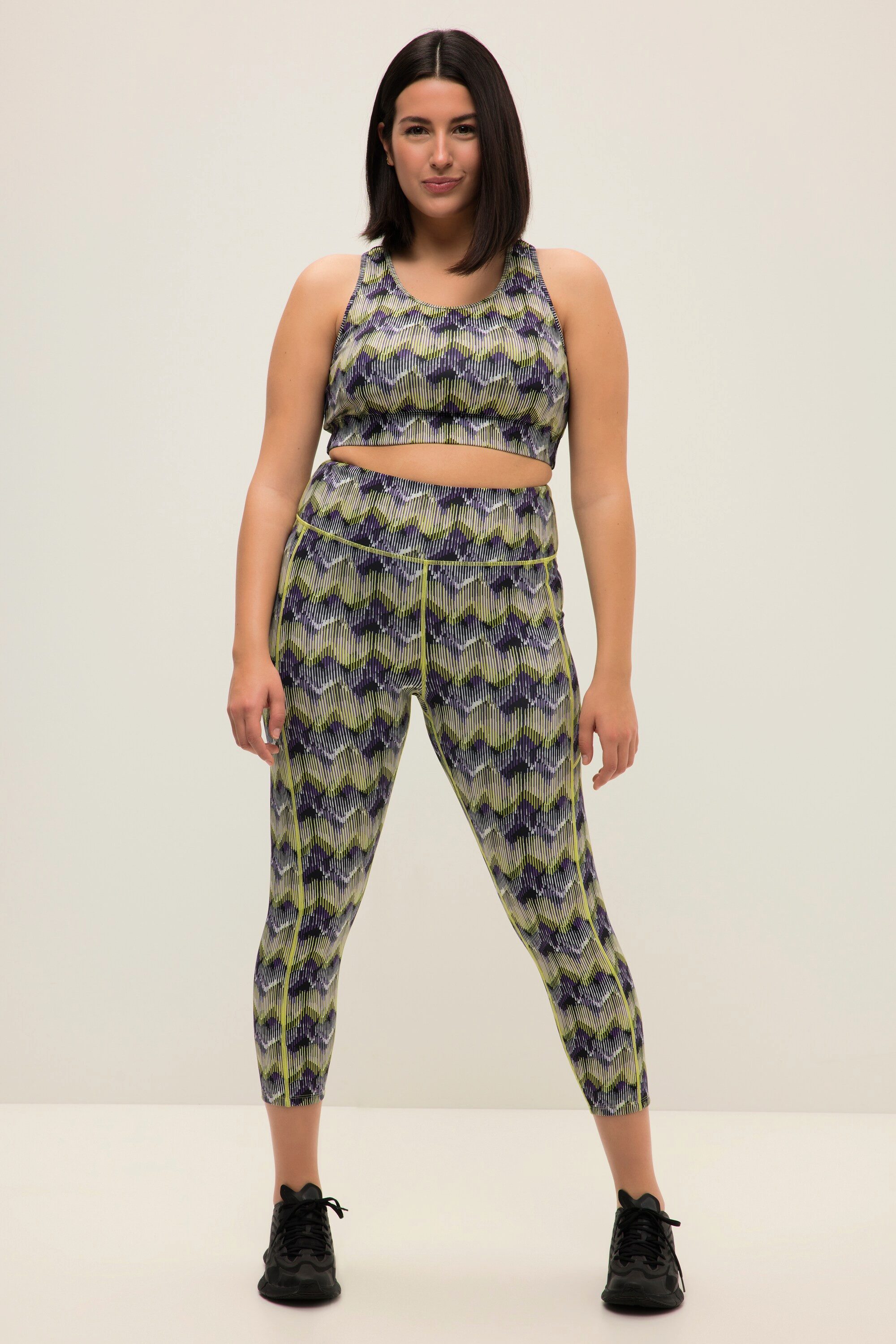 Leggings Sport-Tights High Waist Allover Print knöchellang