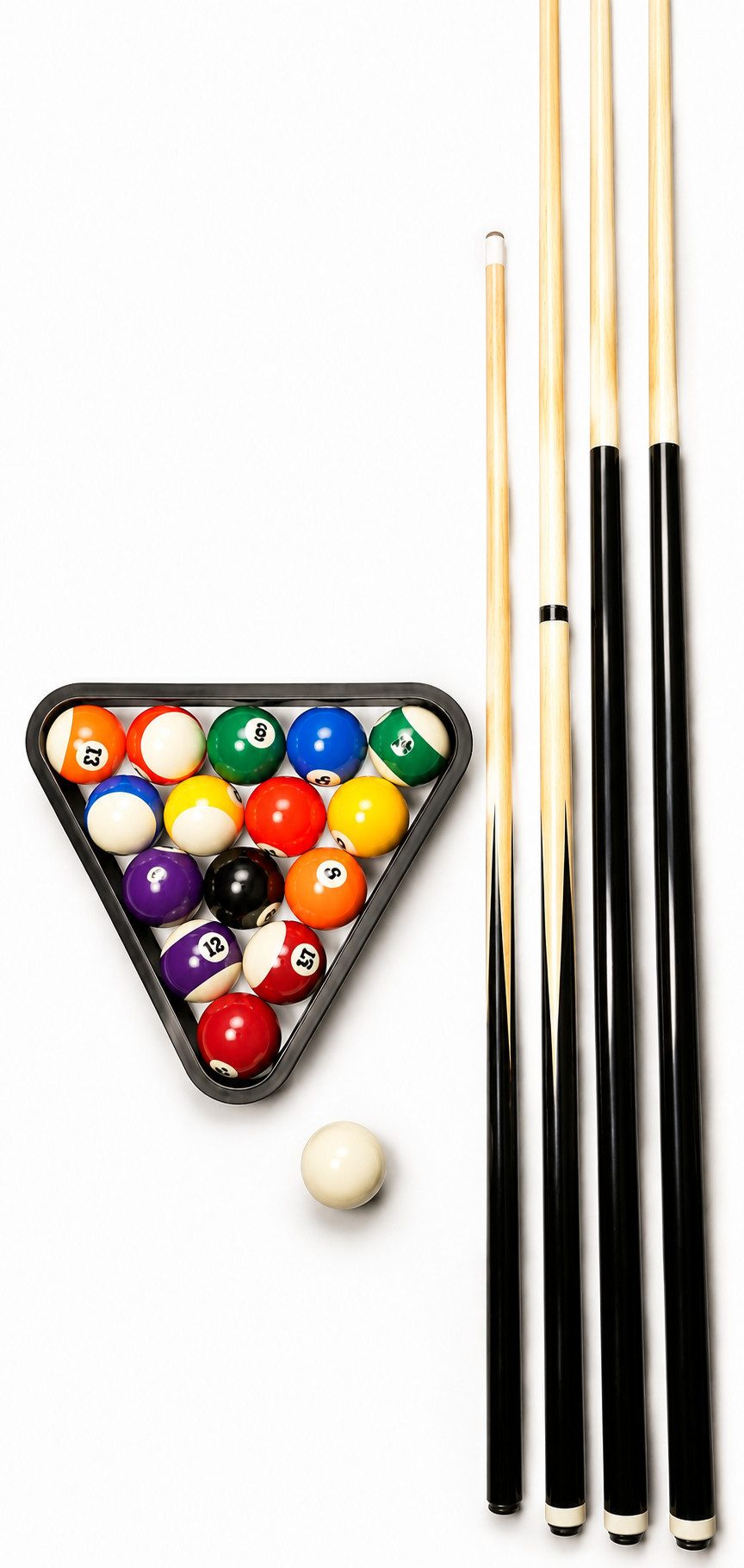 John West Billardqueue Billard Einsteiger Set - Kugeln + Triangel + 4 Queues (145, 122 + 92), (1-tlg)