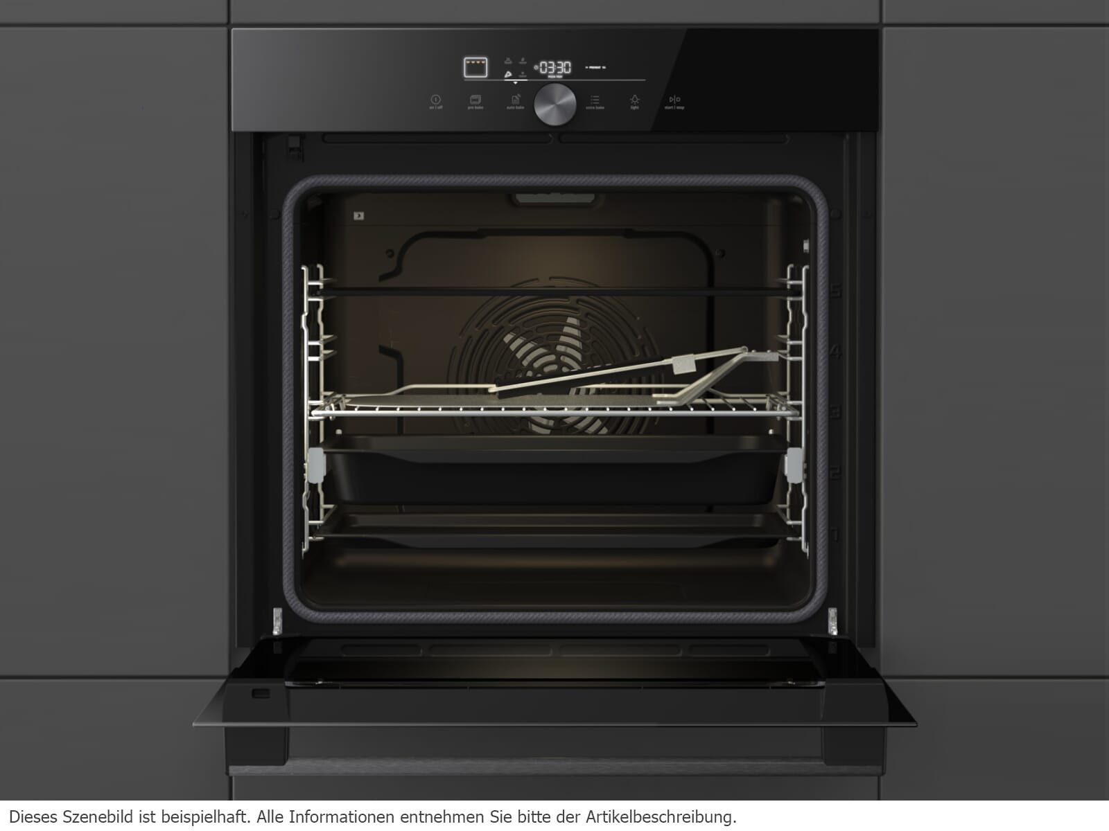 GORENJE Einbaubackofen GO66EPIZZA350C, mit 1-fach Voll-Teleskopauszug, Pyrolyse-Selbstreinigung