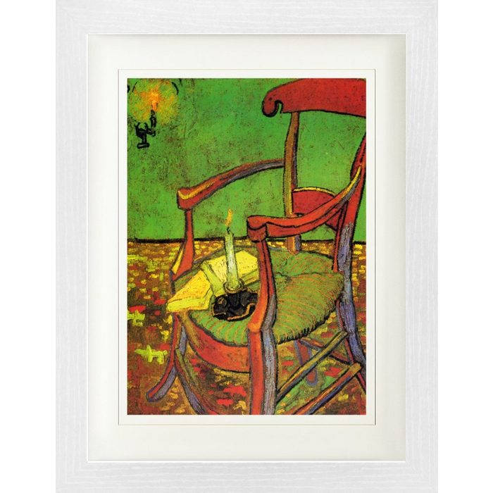 1art1 Bild mit Rahmen Vincent Van Gogh - Der Stuhl Gauguins In Arles Mit Büchern Und Kerze 1888