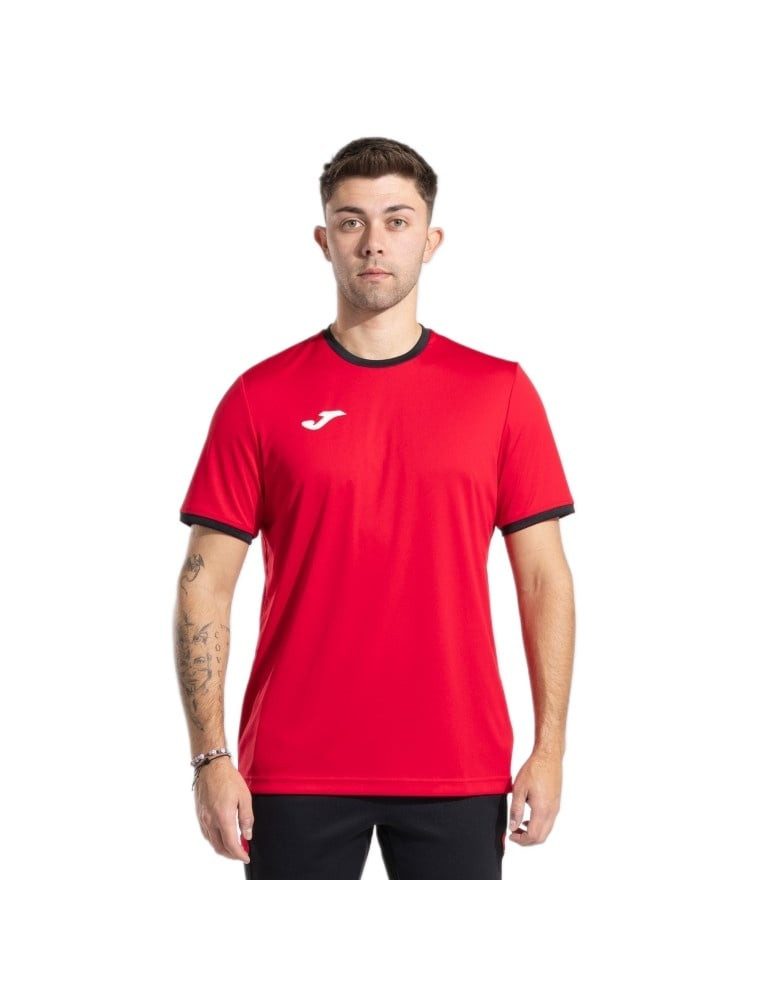 Joma T-Shirt Combi Premium (100% Polyester, atmungsaktiv) rot/schwarz Herren