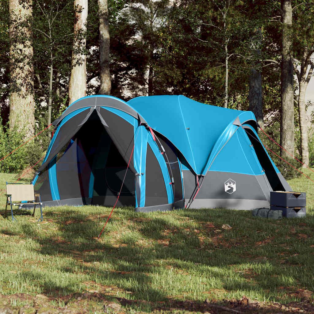 furnicato Faltzelt Familienzelt Tipi 490x459x196 cm Blau, (1 tlg), Campingzelt mit 2 Schlafkabinen, E-Anschluss und integriertem Vorzelt