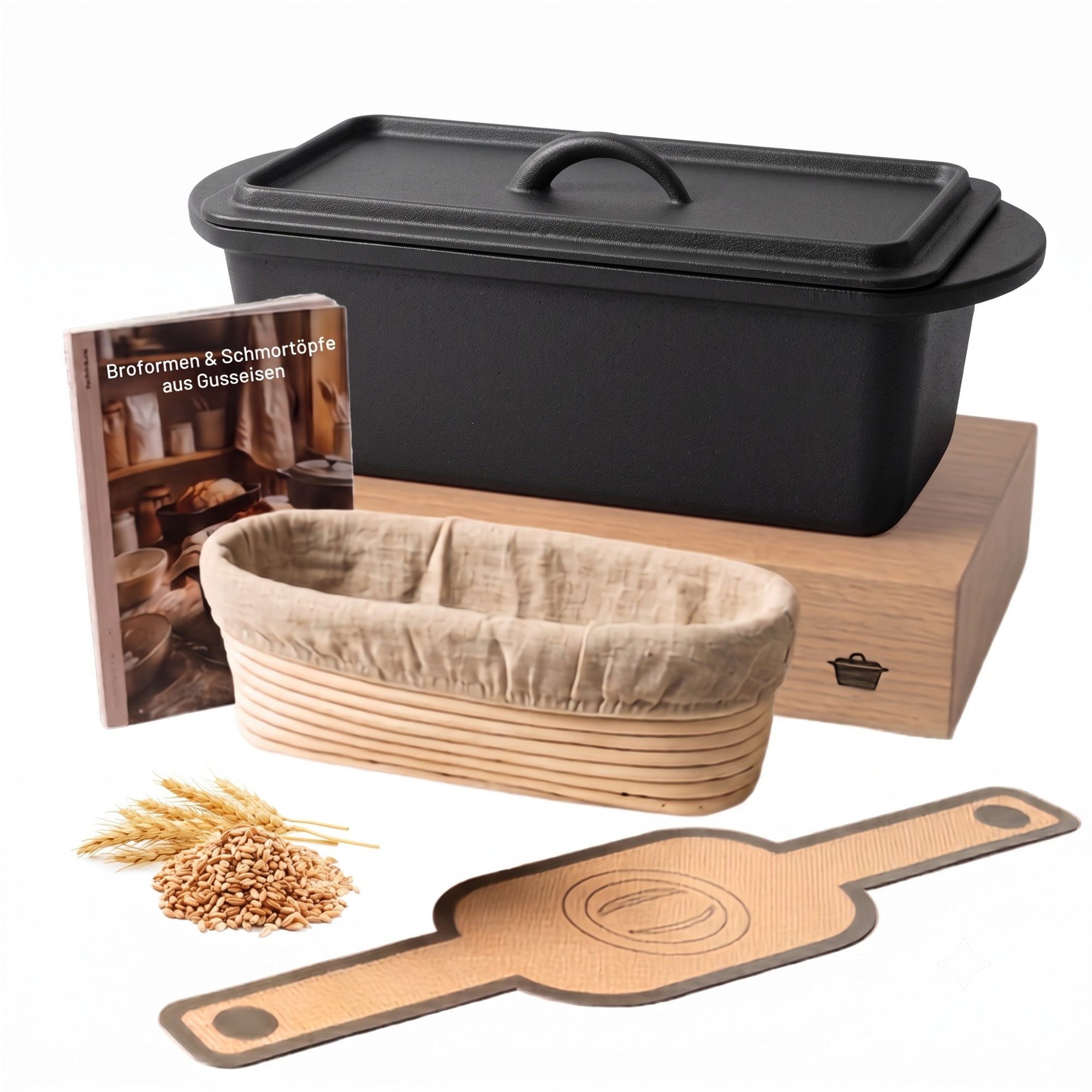 osoltus Kochtopf osoltus Brotback Kastenform Set Gusseisen Topf 29cm 2,6 Liter