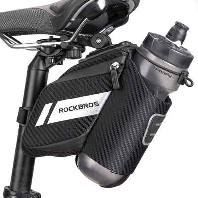 ROCKBROS Fahrradtasche Fahrradsatteltasche mit Flaschenhalter, ca. 1L, Reflektierend Fahrradsitz Tasche für MTB, Rennrad, Faltrad