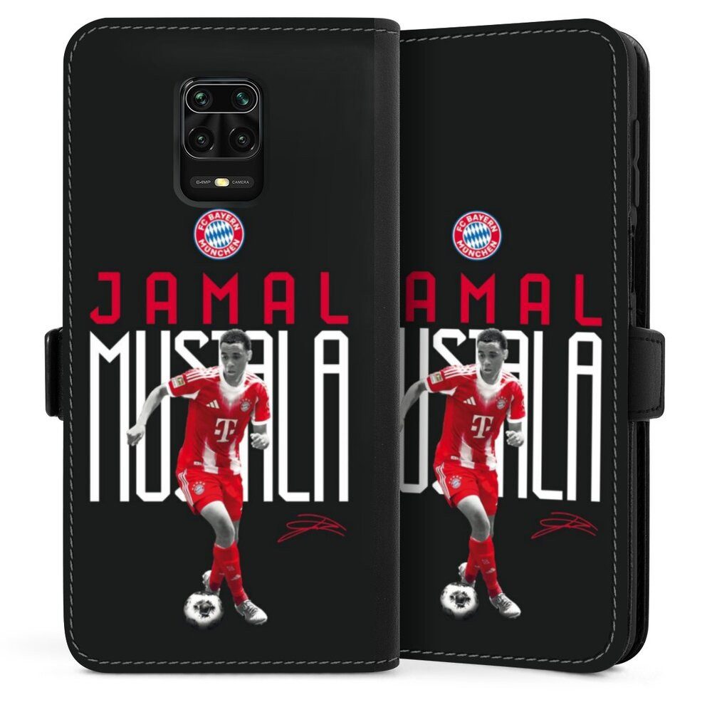 DeinDesign Handyhülle FC Bayern München Jamal Musiala Offizielles Lizenzprodukt, Xiaomi Redmi Note 9s Hülle Handy Flip Case Wallet Cover