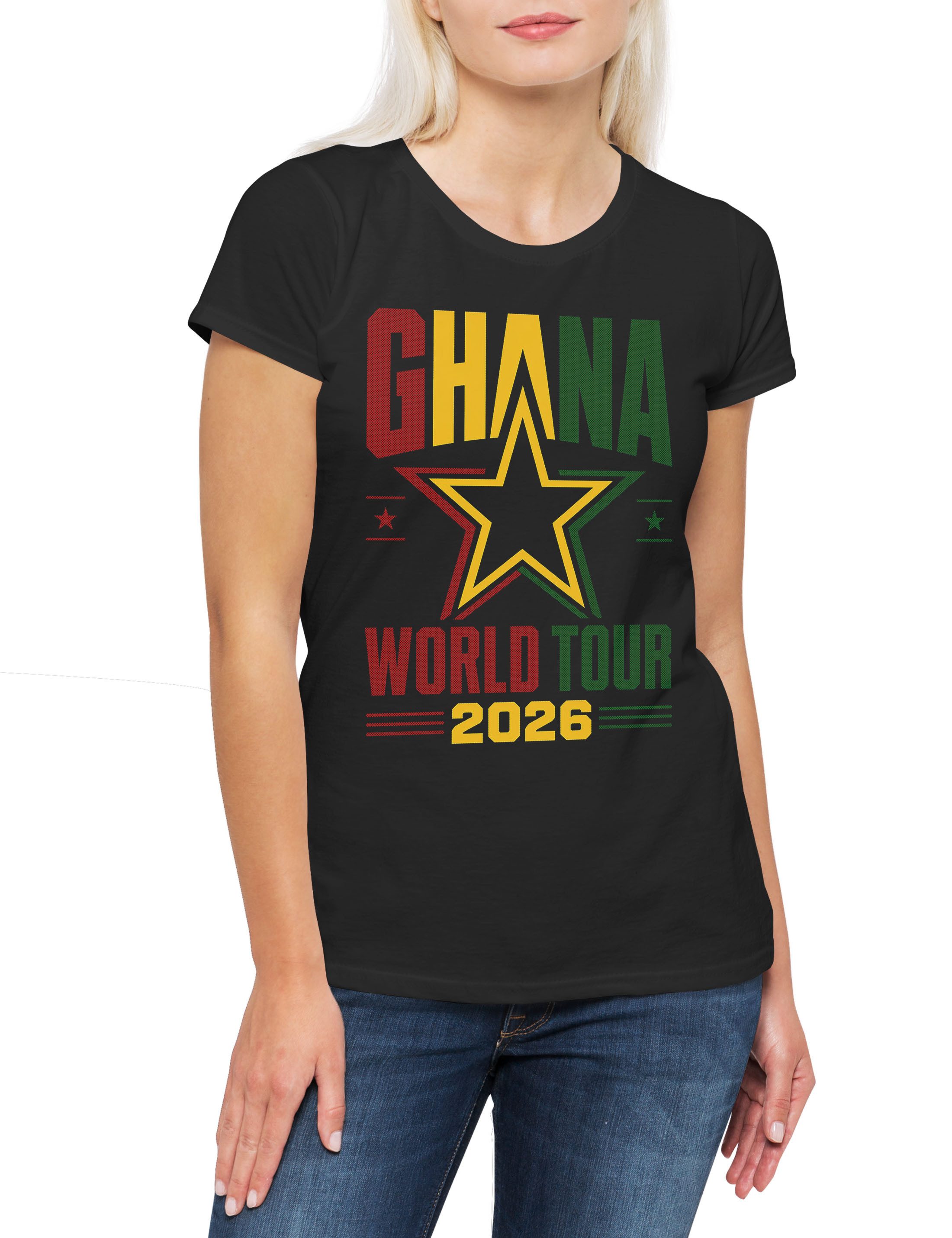 Urban Backwoods Print-Shirt Team Ghana 2 Damen T-Shirt Afrika Africa Fußball WM Soccer Football (1-tlg) Turnier 2026 Weltmeisterschaft Fan