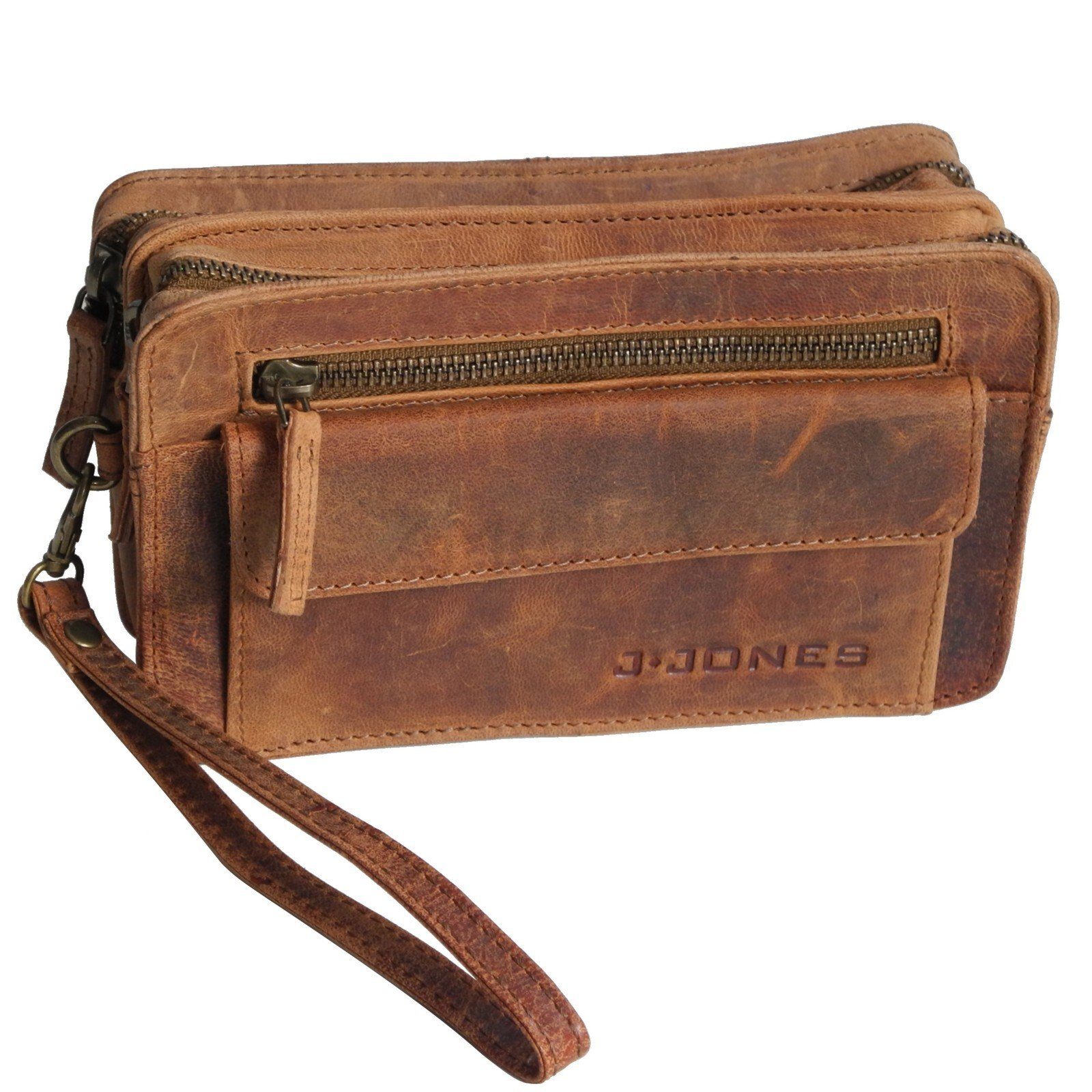 Doppelkam Handgelenktasche Leder J.JONES Herren - J.Jones - Handgelenktasche Braun Herrentasche