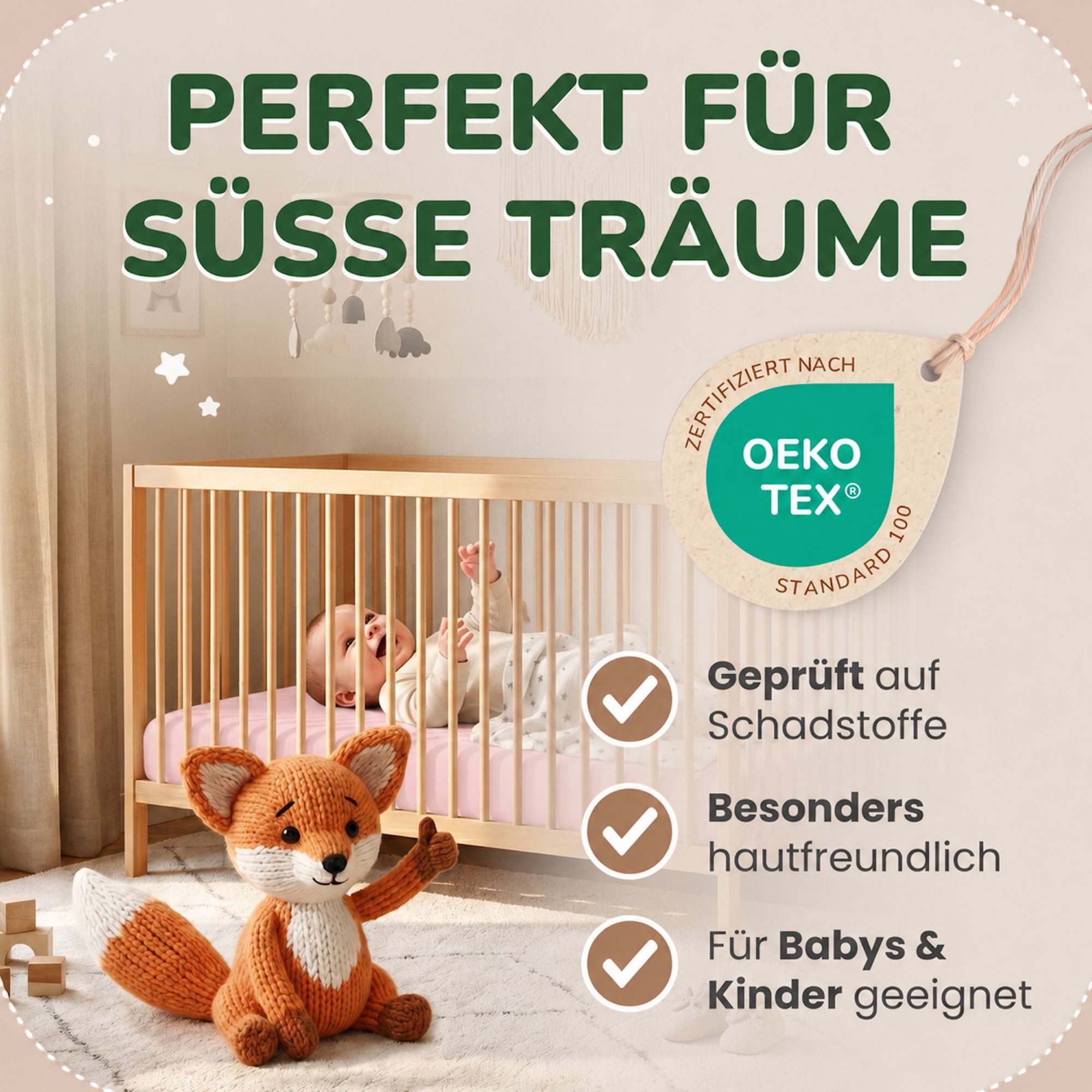 leevitex® Spannbettlaken für Kinderbetten, 1er-Set, 70 x 140 cm, Steghöhe 15 cm, Jersey, Gummizug: rundum, (1 Stück), verschiedene Farben, OEKO-TEX® STANDARD 100 zertifiziert