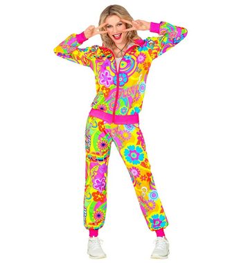 Widmann S.r.l. Kostüm Trainingsanzug 'Neon Hippie Groovy' für Erwachsene