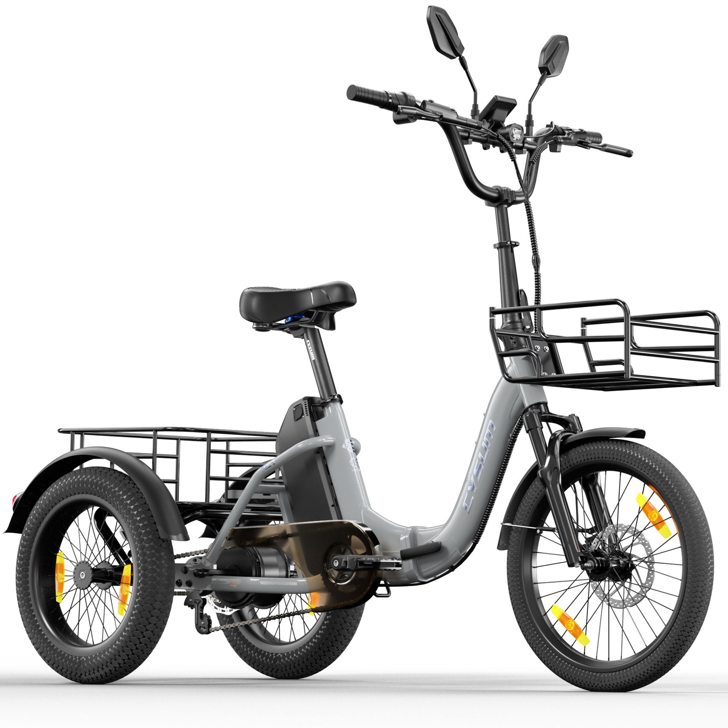 Vankel E-Bike Cityrad AG1 3 rad Faltbares Damen u. Herren E-Fahrrad 960WH Pedelec, 120 km, Heckmotor, 960 Wh, (Beleuchtungsset mit Batterieladegerät, Batterieschlüssel, Werkzeug), Faltbares 3-Rad-E-Bikes 250W, 48V 20AH Akku, 20"×3.0" Reifen