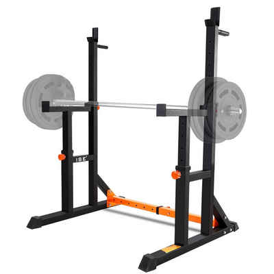 ISE Langhantelstange ISE Hantelständer Squat-Rack,hantelständer,langhantelständer mit 7 Höhenverstellbar Langhantelablage,2 Einzelnen Ständern Höhenverstellbar, Max. bis 200 kg belastbar SY-RK1002