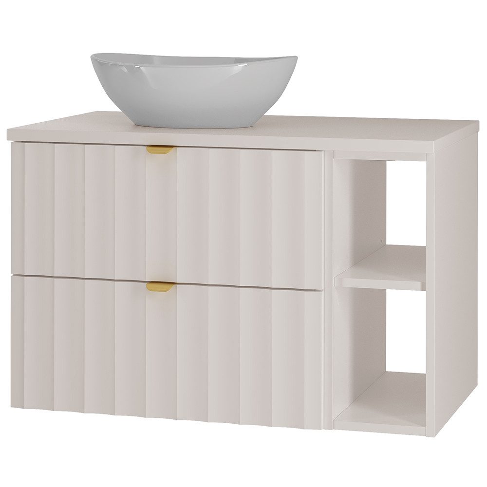 Lomadox Waschtisch AVOLA-140, Waschtischunterschrank Badezimmerschrank 80 cm breit modern in weiß