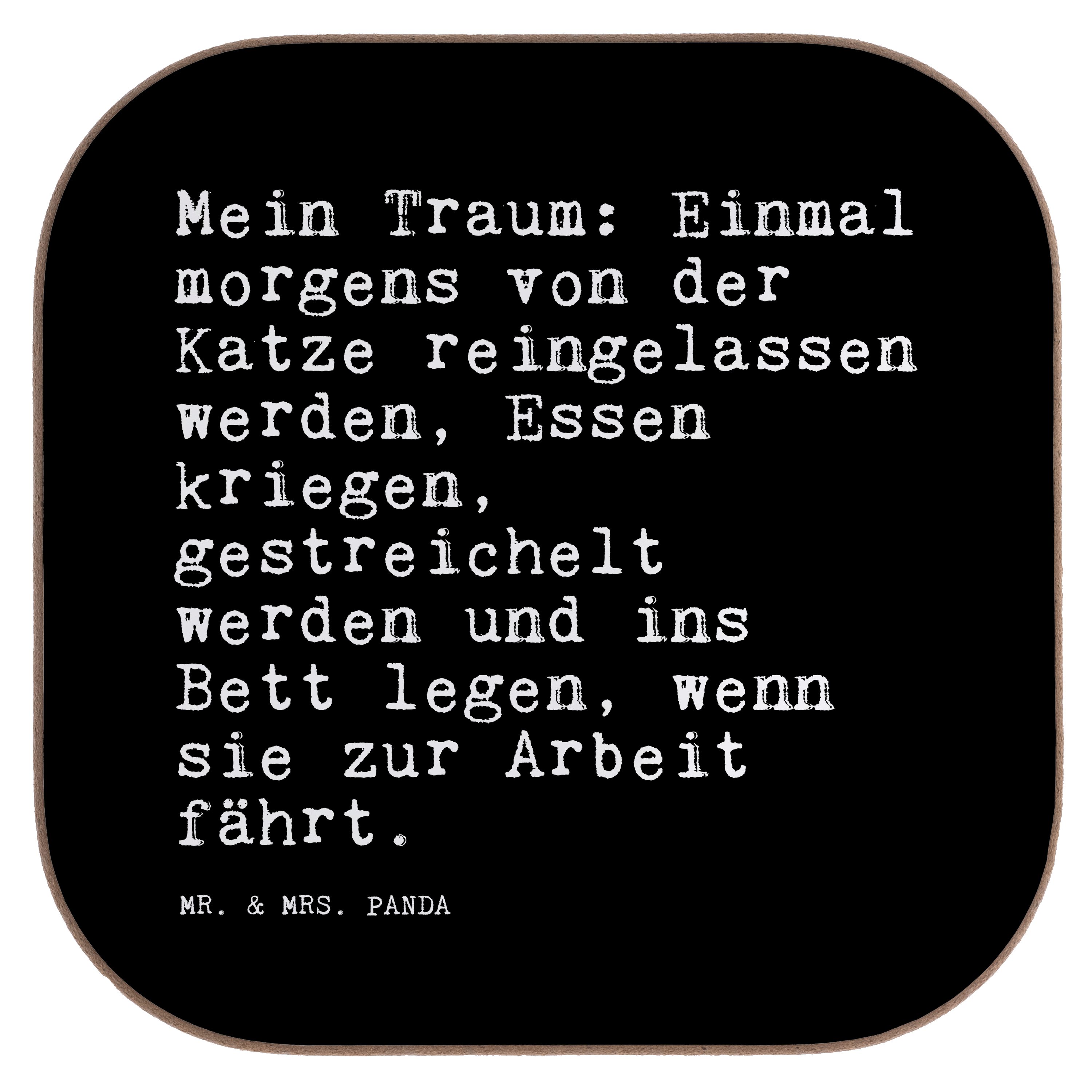 Mr. & Mrs. Traum: Getränkeuntersetzer Panda Einmal Freundin, Geschenk, - Spruch, - 1-tlg. Schwarz morgens... Mein