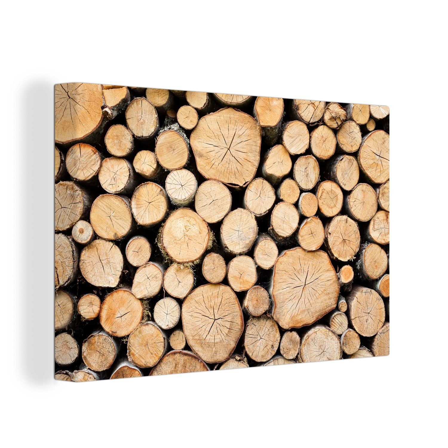 OneMillionCanvasses® Leinwandbild Brennholz auf einem Haufen, günstig online kaufen