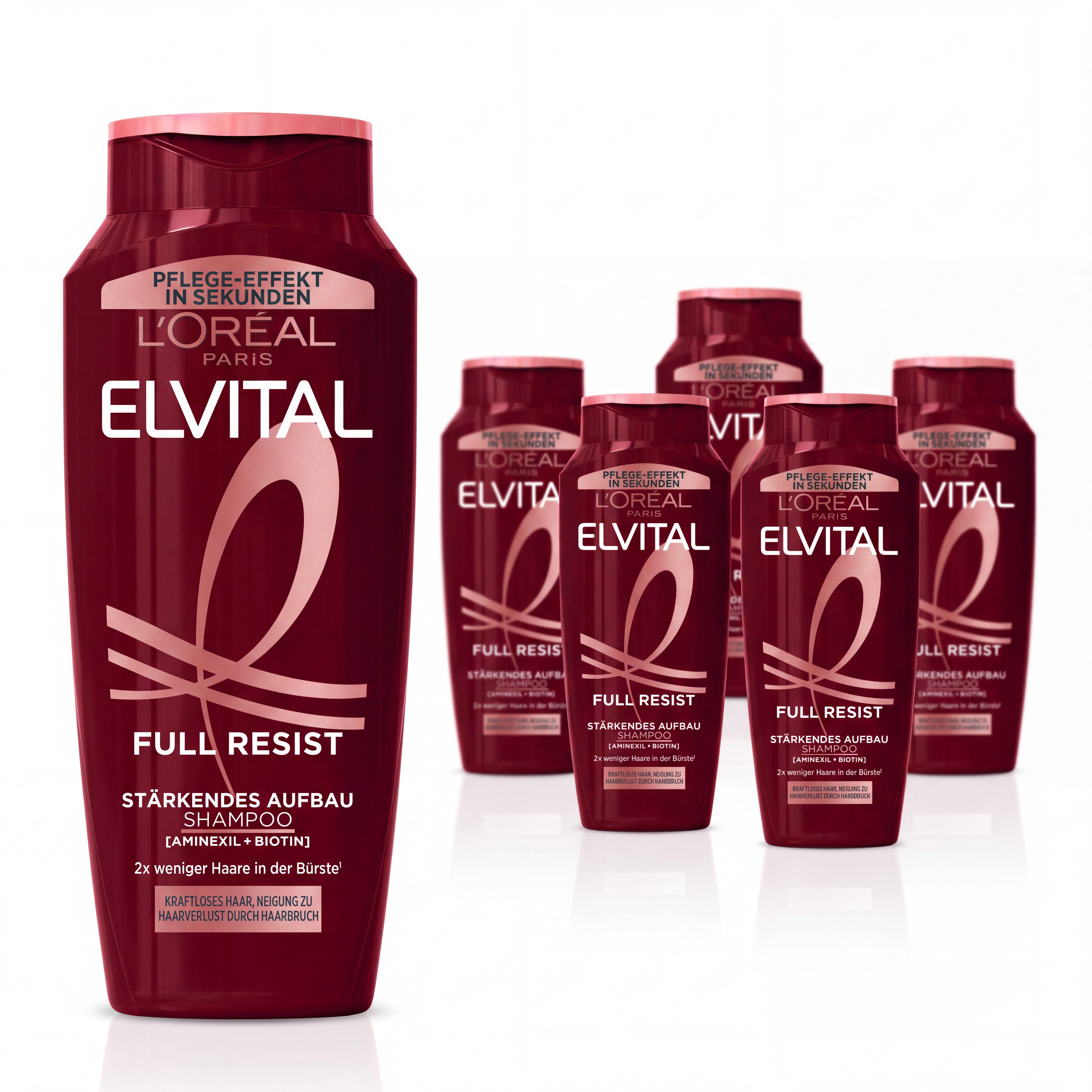 L'ORÉAL PARIS Haarshampoo L'Oréal Paris Elvital Full Resist Shampoo, Packung, 6-tlg., Reduziert Haarverlust durch Haarbruch und stärkt das Haar.