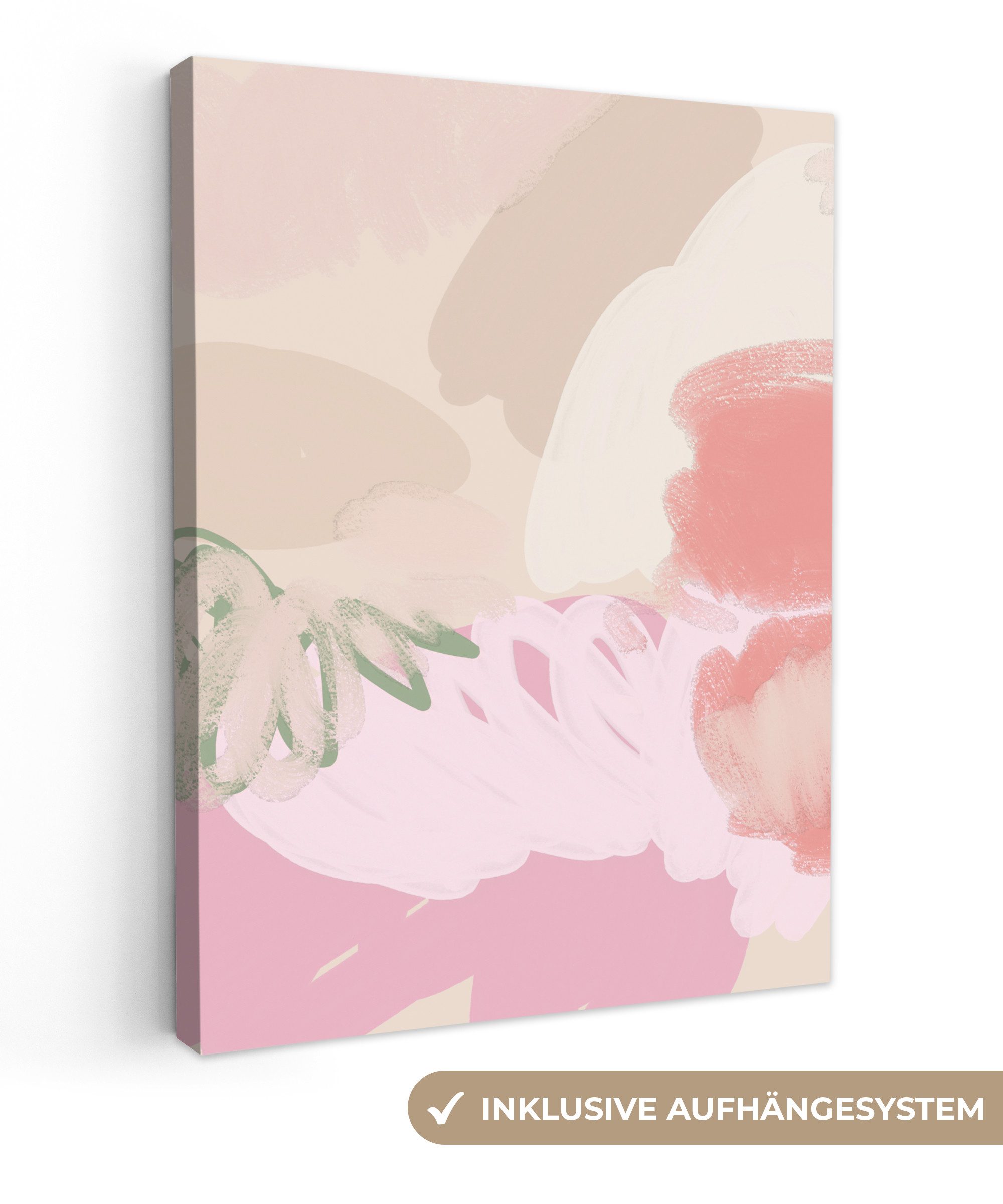 OneMillionCanvasses® Leinwandbild Rosa - Kunst - Abstrakt - Modern, (1 St), Leinwand Bilder für Wohnzimmer Schlafzimmer 30x40 cm