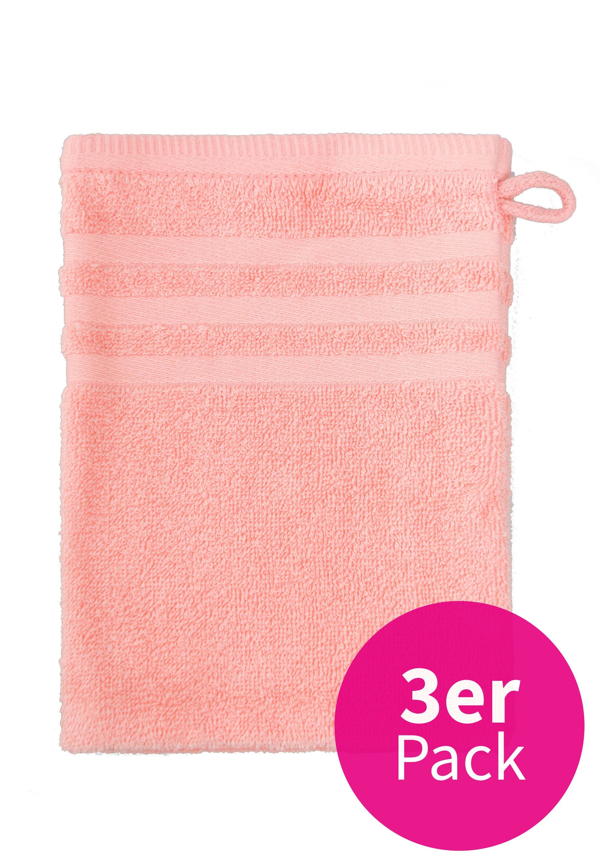 3er-Pack (3-tlg), Waschlappen mit Streifen-Bordüre rosa im spa grace grand