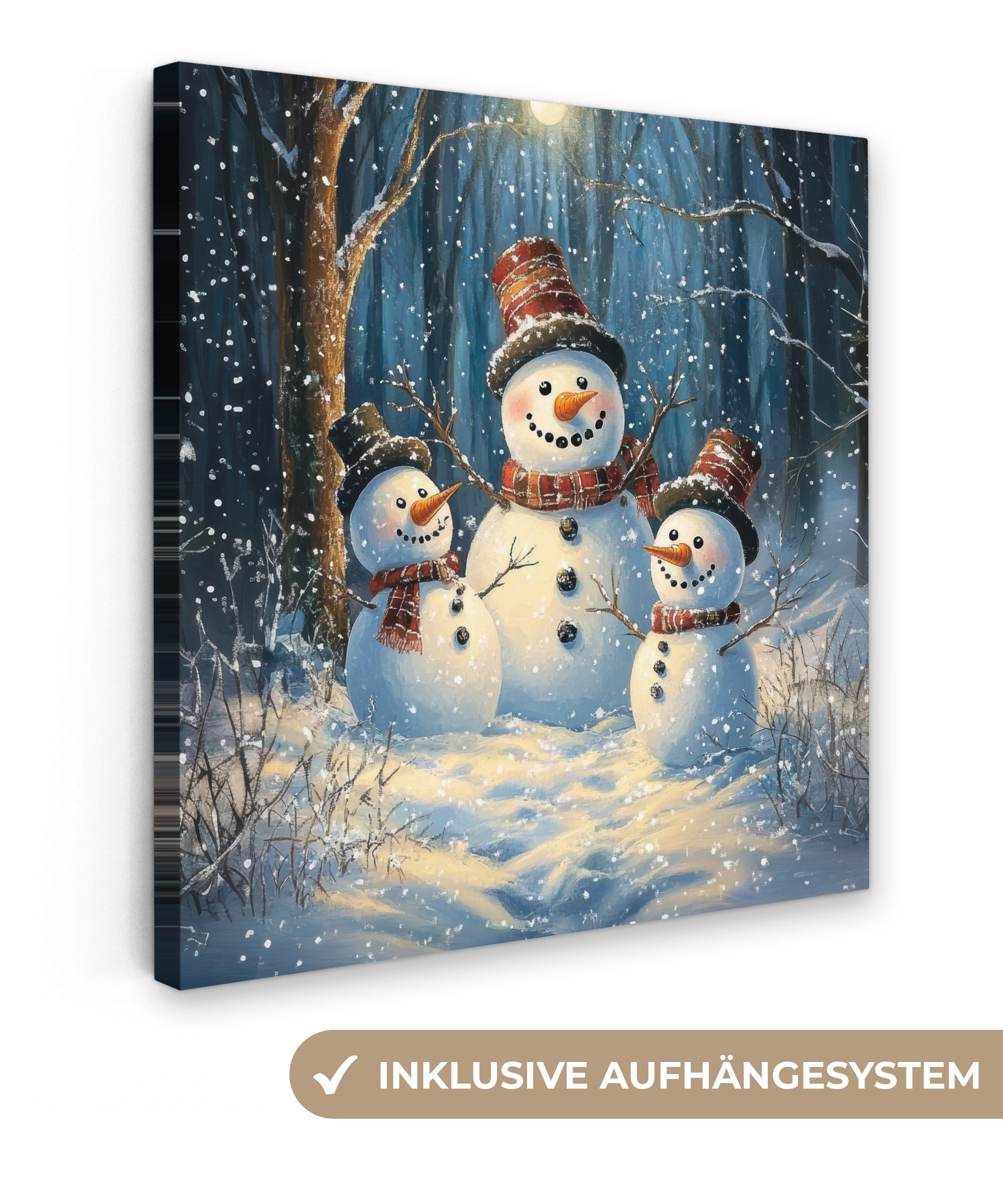 OneMillionCanvasses® Leinwandbild Schneemann - Schnee - Winter - Wald, Foto günstig online kaufen