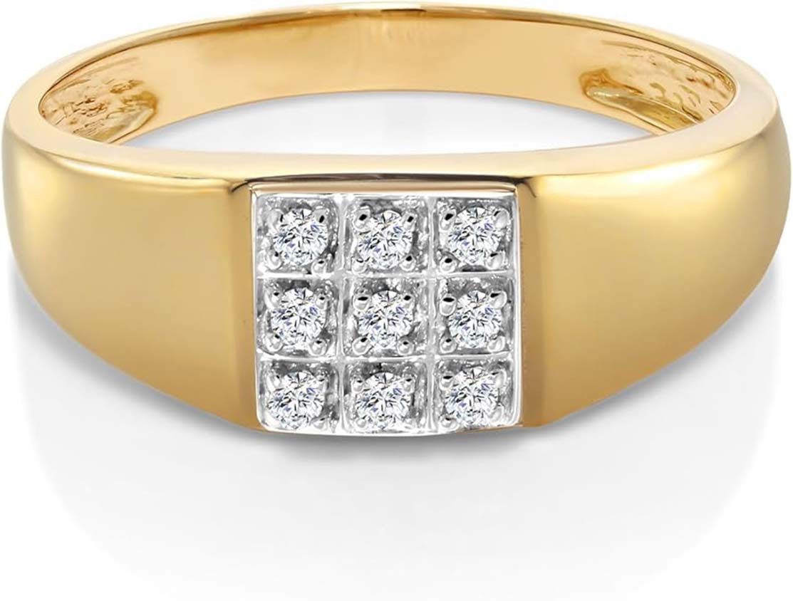 Jumpeak Diamantring Ring Gold 585 Echtgold,Ring Herren,Verlobungsring,Geschenk für Ehemann, Promise Ring,Ring Gold,Diamond,Bonus Papa Geschenk,Geschenk für Bruder