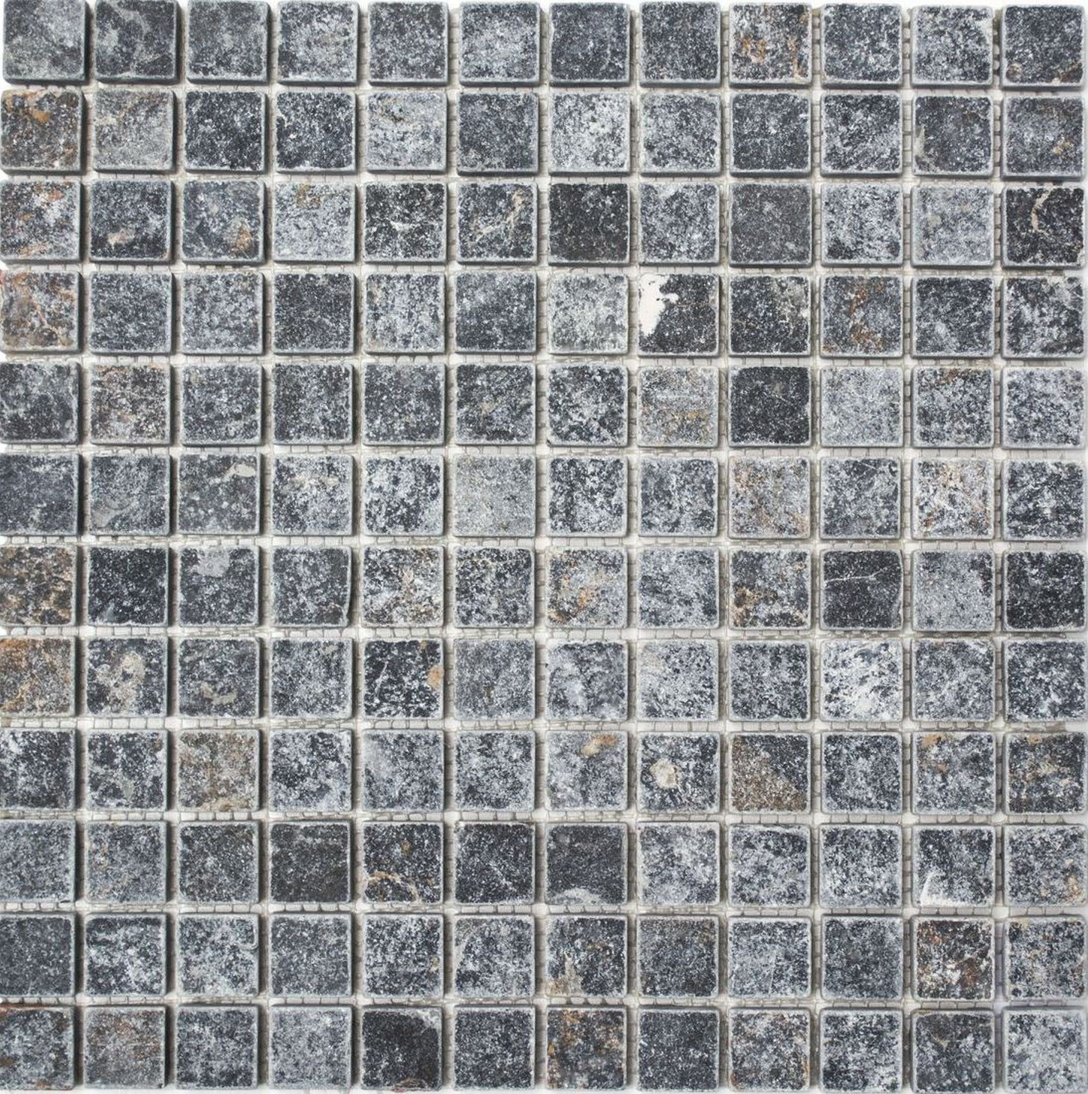 Mosani Bodenfliese Marmor Mosaik Fliese Naturstein Nero schwarz anthrazit