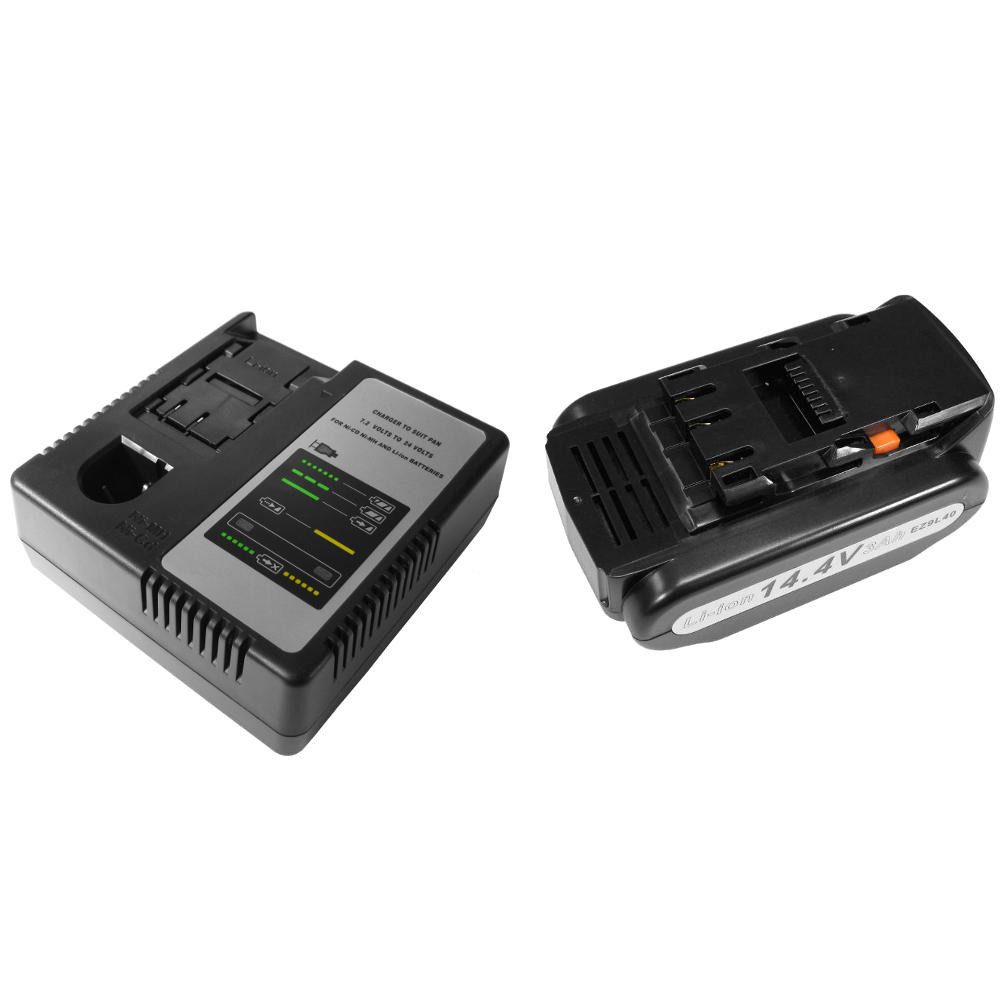 Trade-Shop 2in1 Set passend für Panasonic EZ9L42 EZ9L44 EZ9L40 - Ladegerät + Akku Li-Ion 3000 mAh (14.4 V)