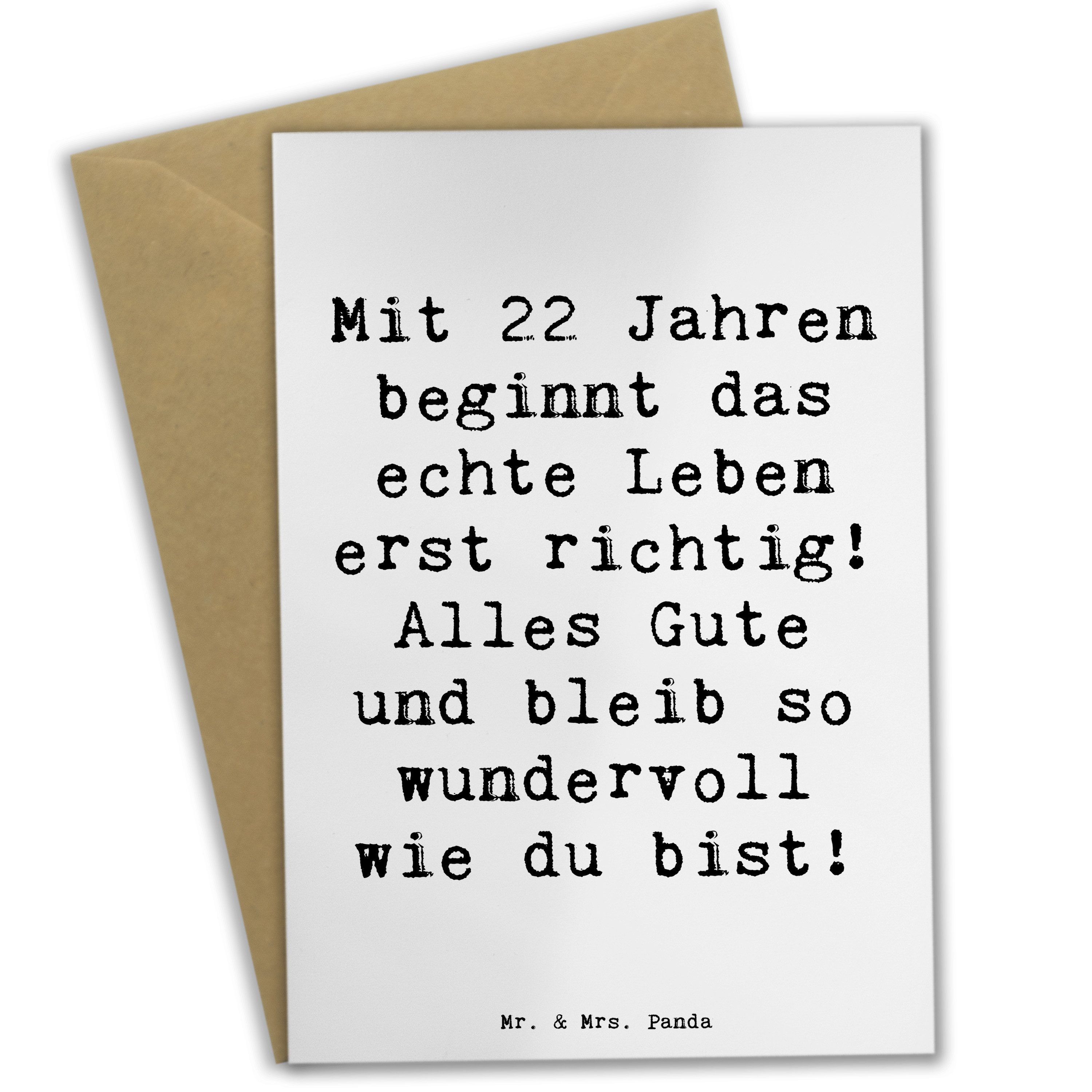 Grußkarte Spruch 22. Geburtstag - Weiß - Geschenk, echtes Leben, Feier, Alter