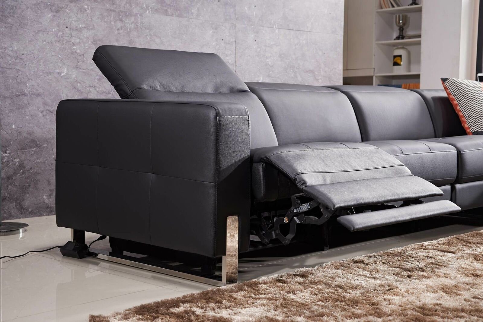 JVmoebel Ecksofa, Wohnlandschaft Design Ledersofa Schwarz L-Form Couch Modern Sofa Garnitur
